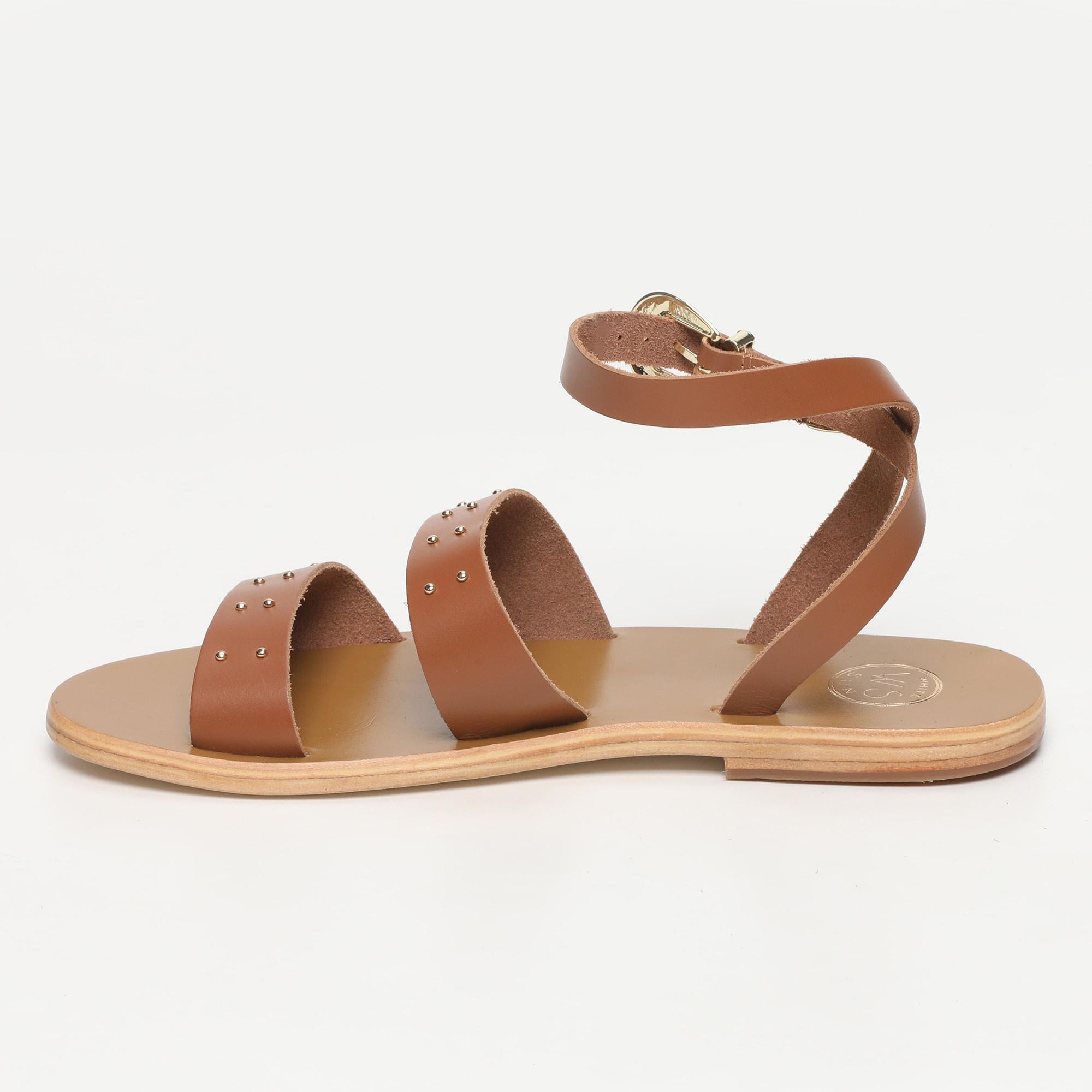 LUMIO sandales bracelet de cheville en cuir camel
