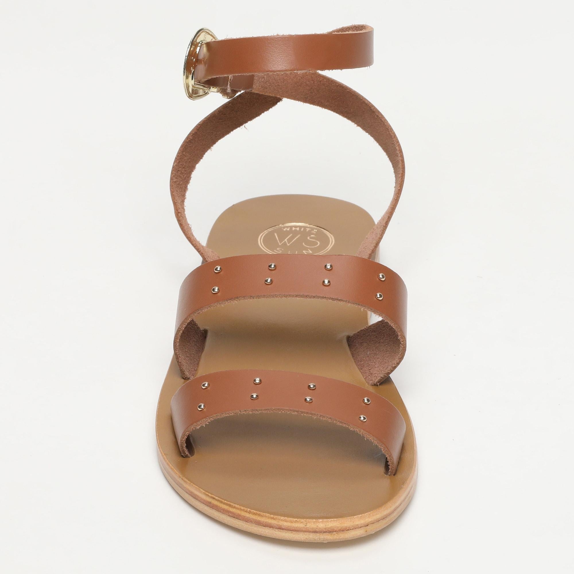 LUMIO sandales bracelet de cheville en cuir camel