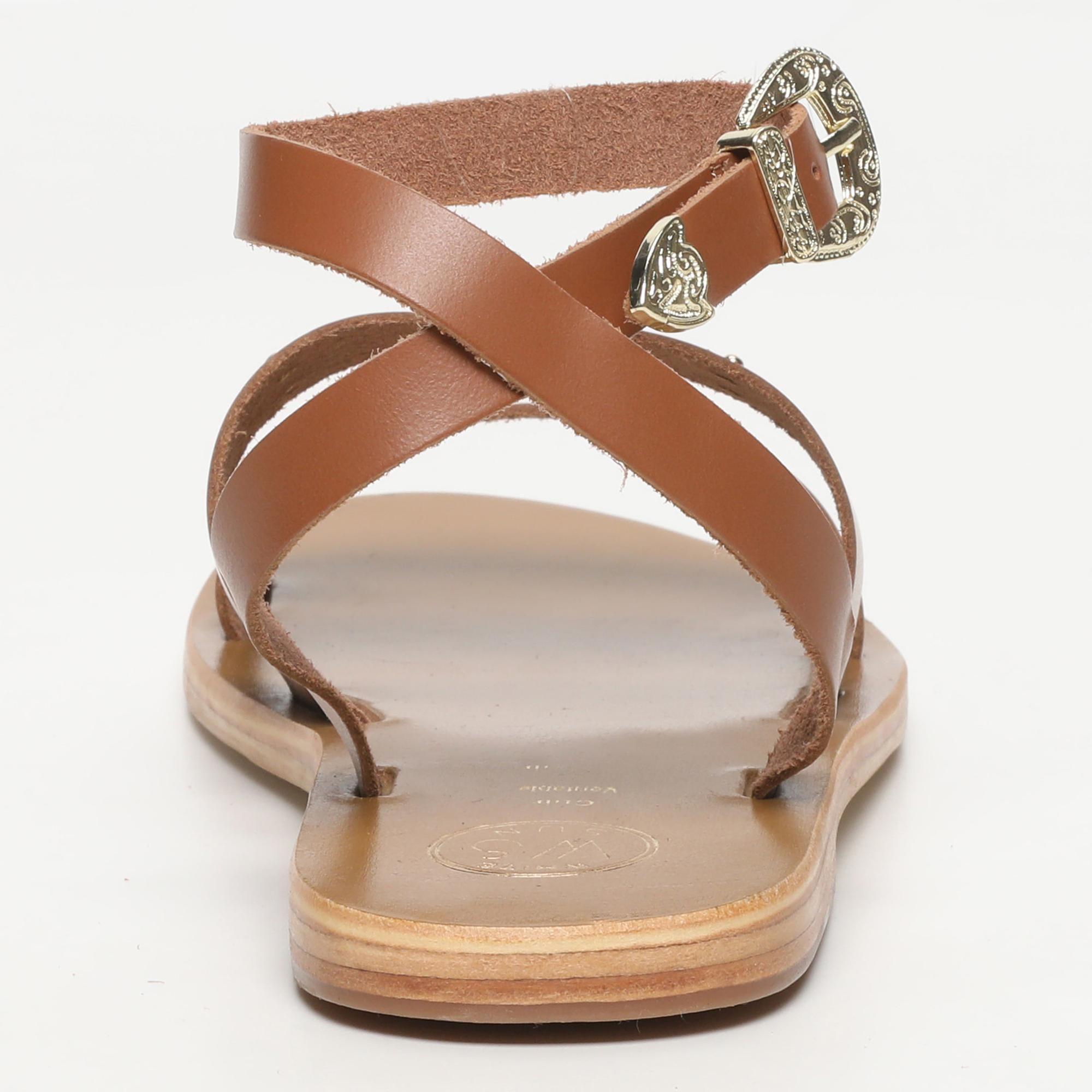 LUMIO sandales bracelet de cheville en cuir camel