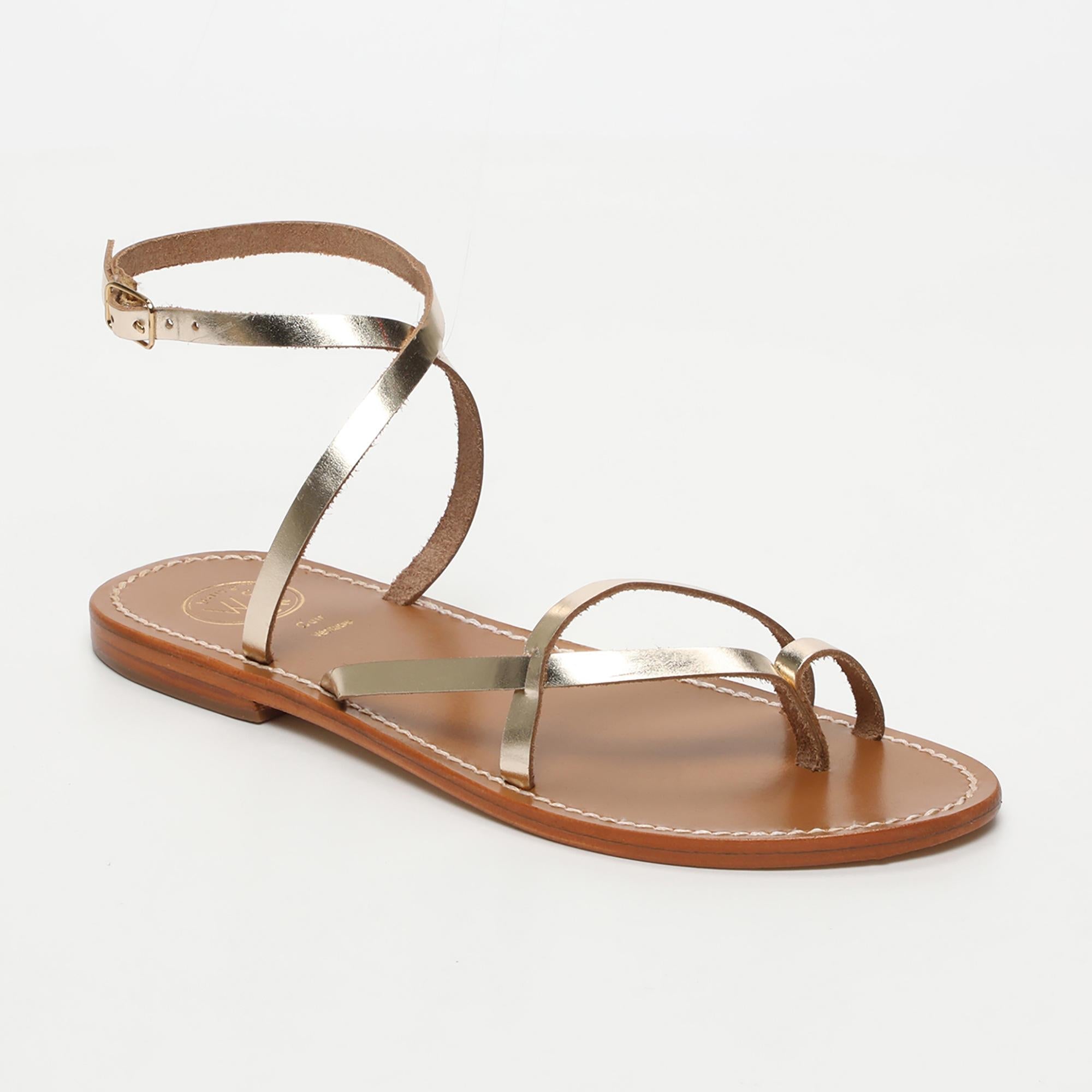 LUNA sandales entre doigt en cuir or