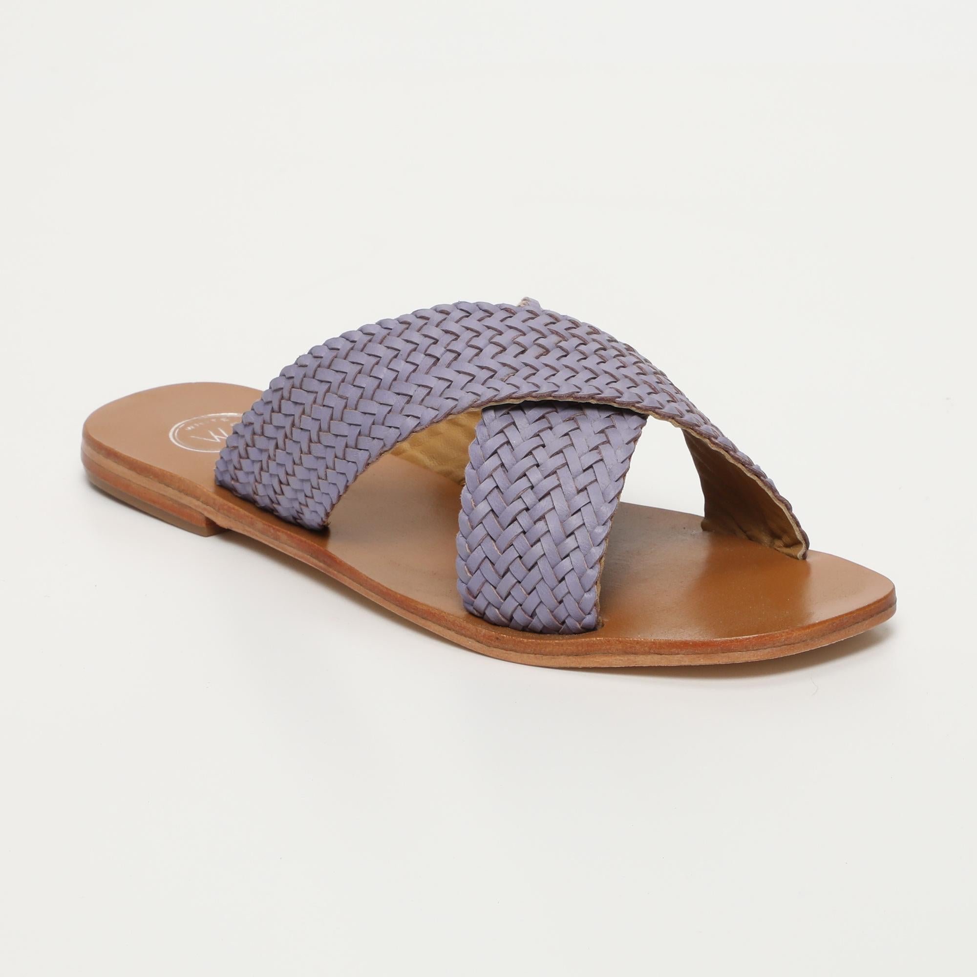 MALVARROSA mules tresse en cuir lavande
