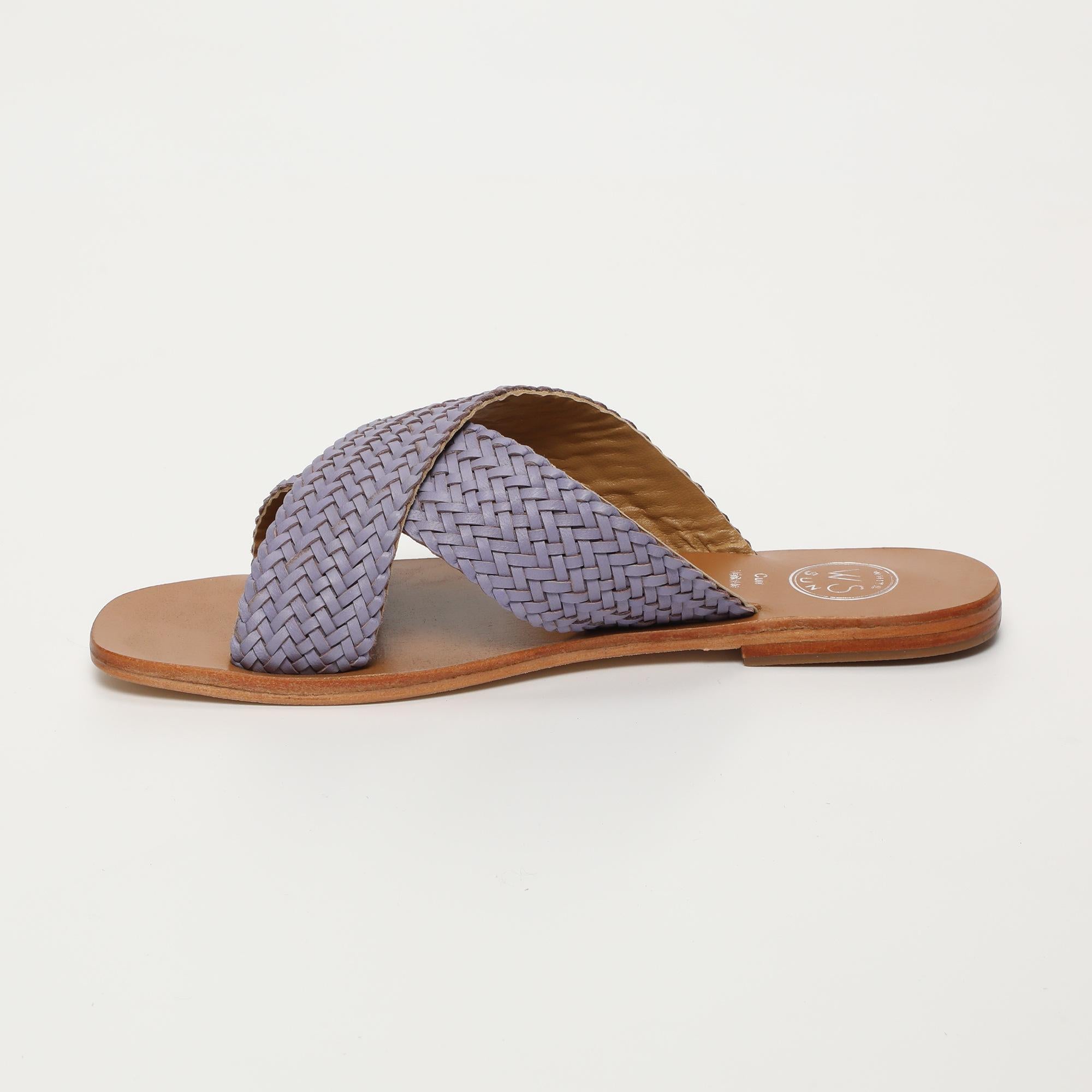 MALVARROSA mules tresse en cuir lavande