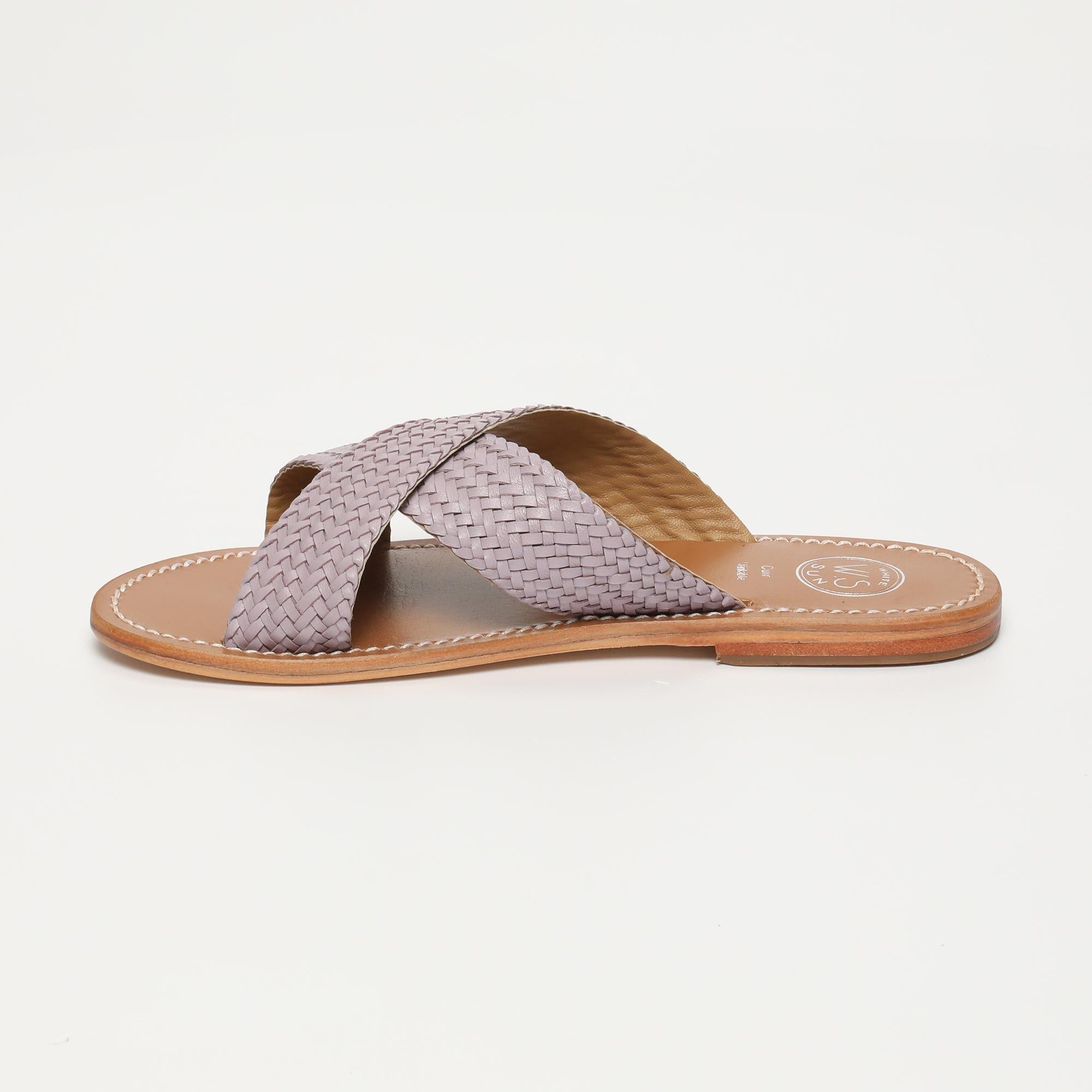 MALVARROSA mules tresse en cuir lilas