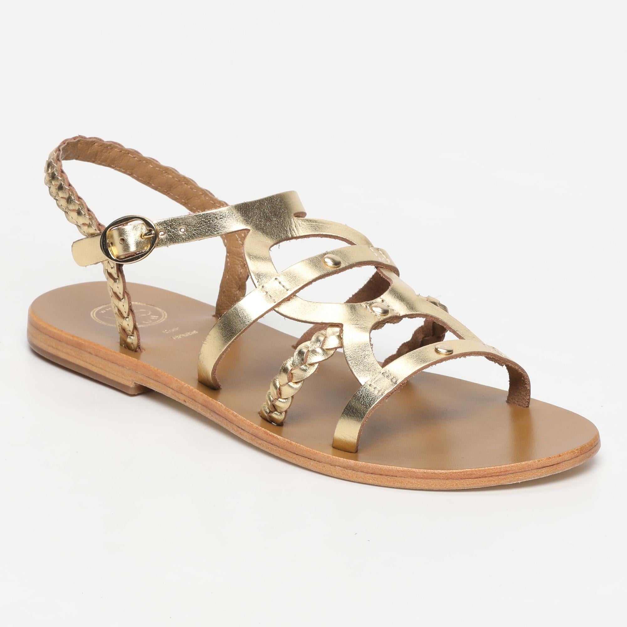 MATRA sandales en cuir or foncé