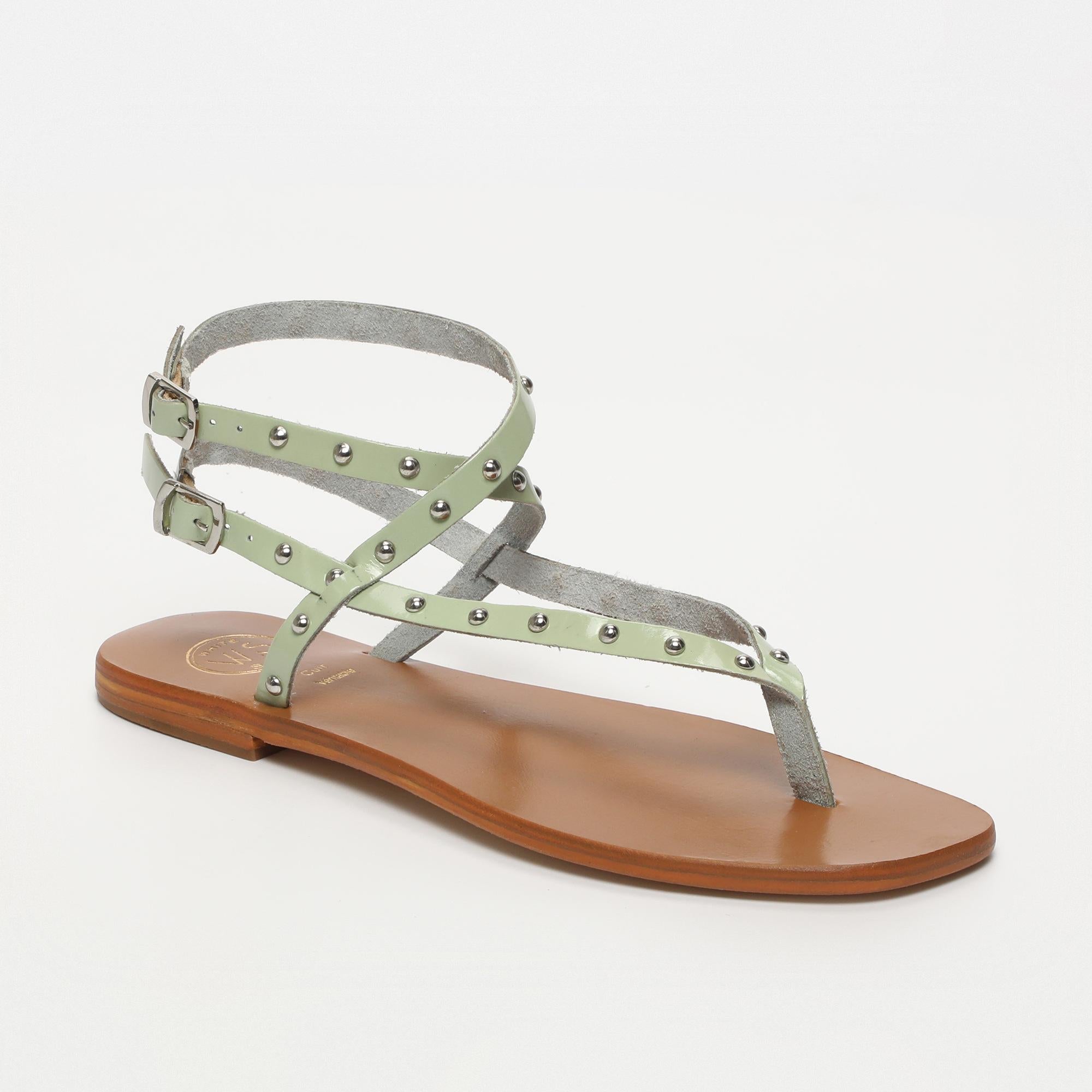MELONA sandales entre doigt spartiate en cuir menthe