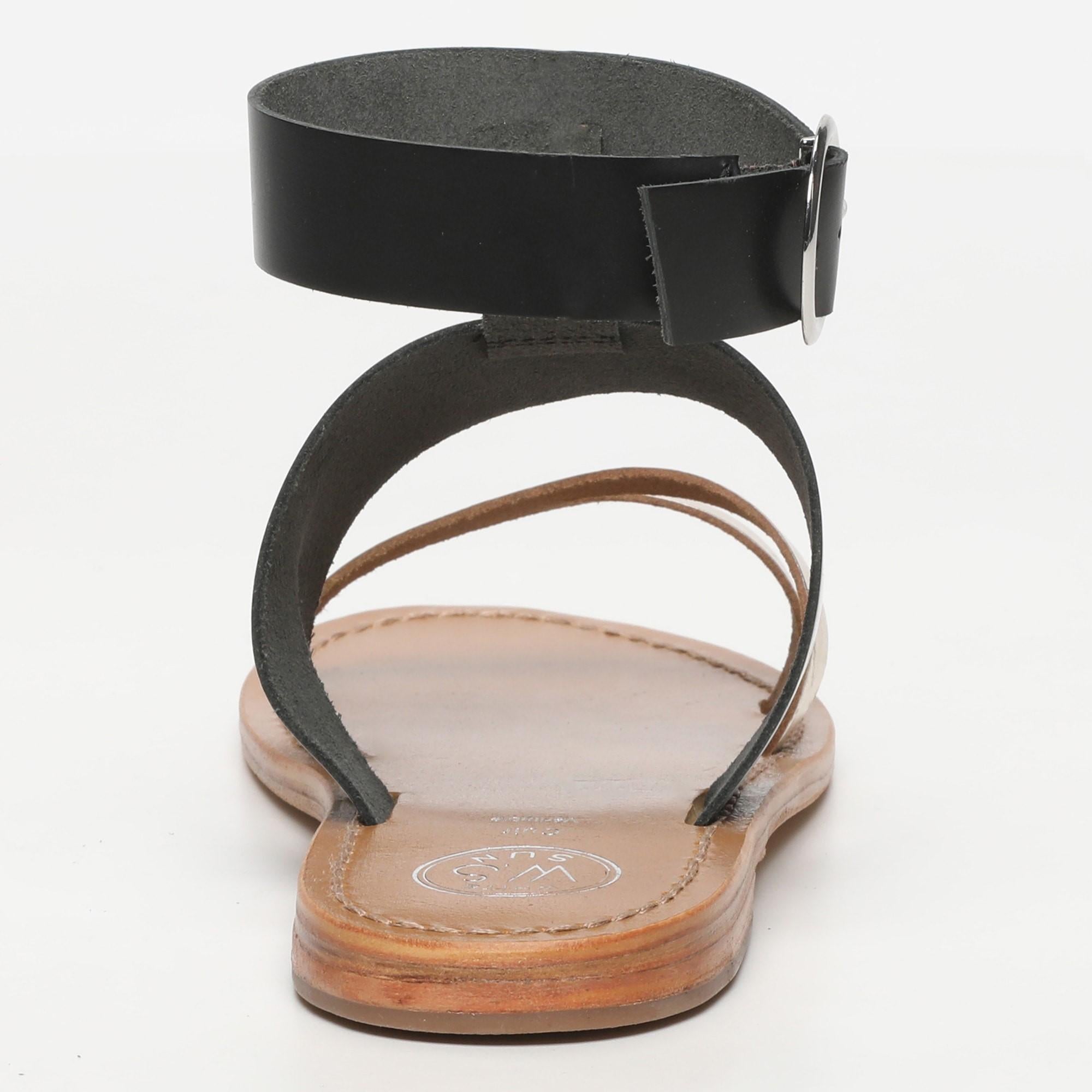 MOHARRAS sandales bracelet de cheville spartiates en cuir or et noir