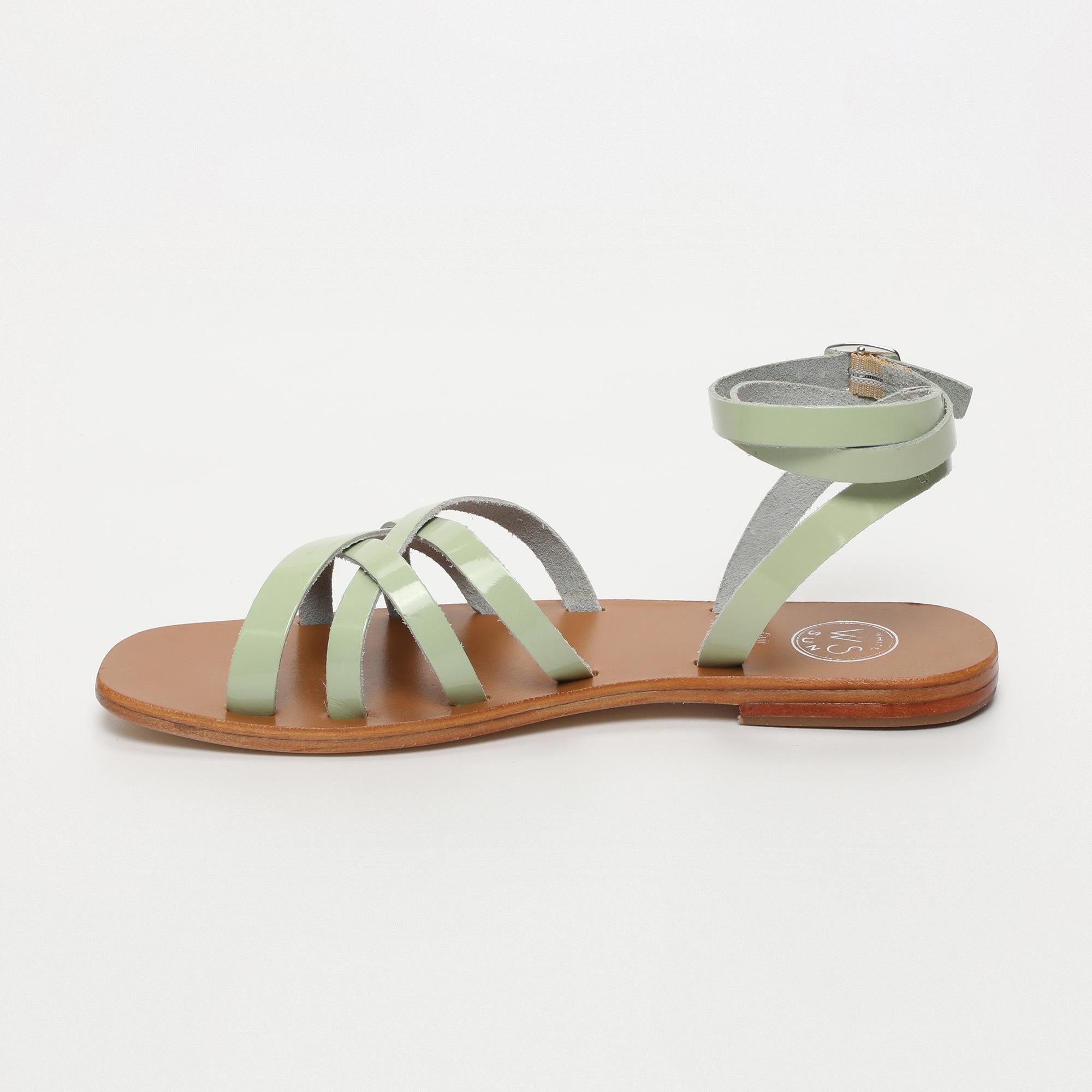 MONTGOMERY sandales bracelet de cheville en cuir menthe