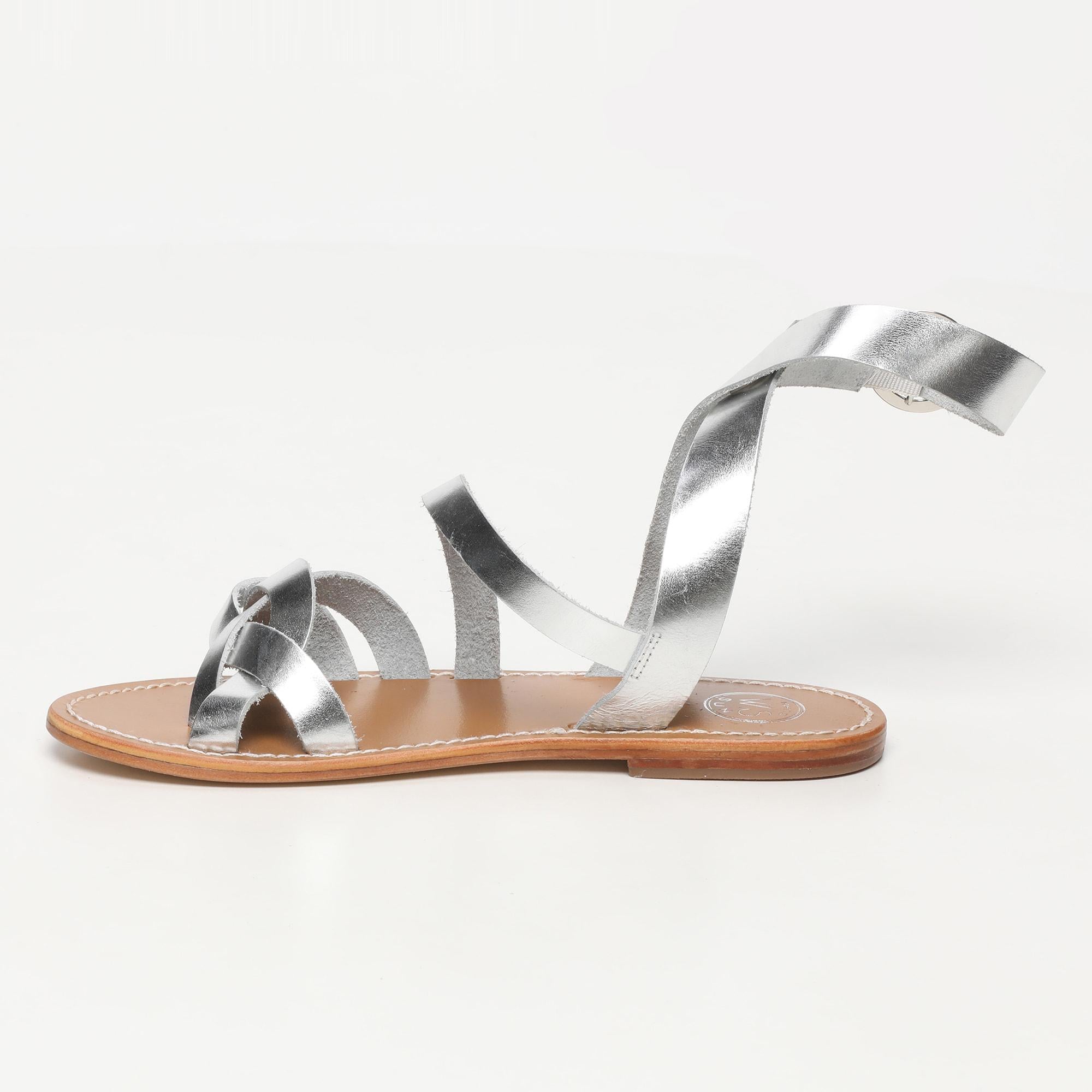 MOTILLA sandales bracelet de cheville en cuir argent