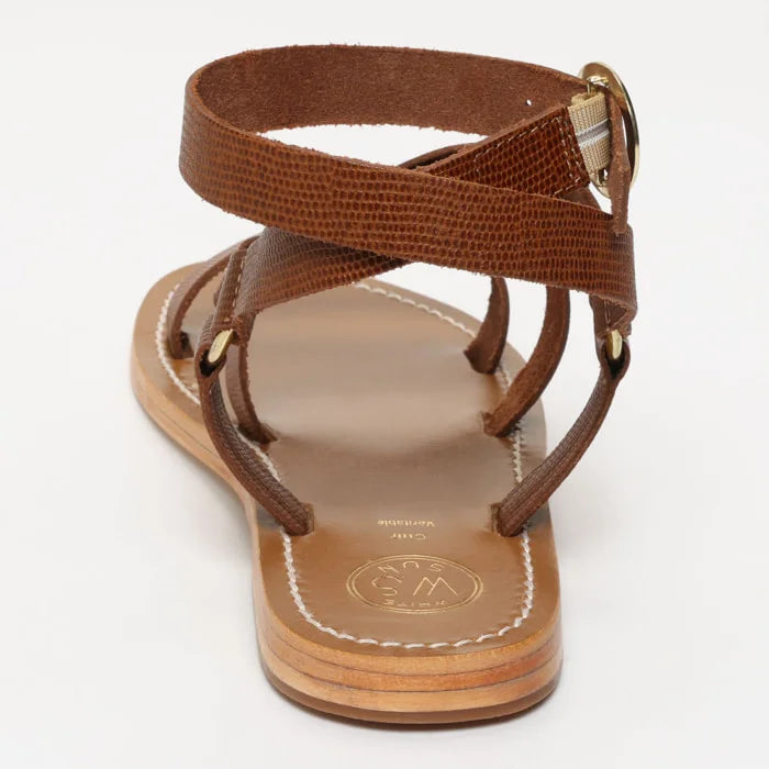 CHAREL sandales spartiate / lacet en cuir marron lézard