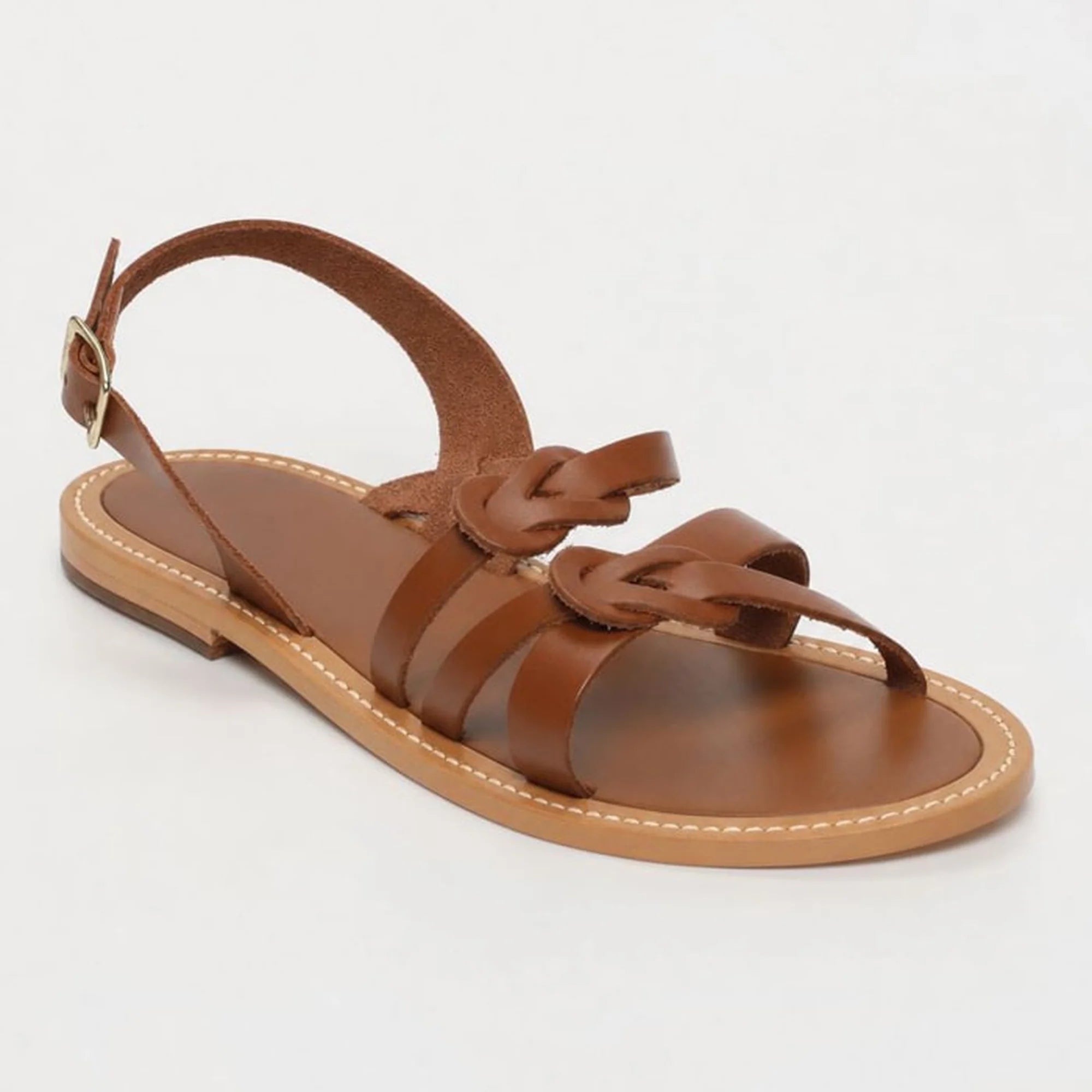 KARINA sandales entre-doigts en cuir camel