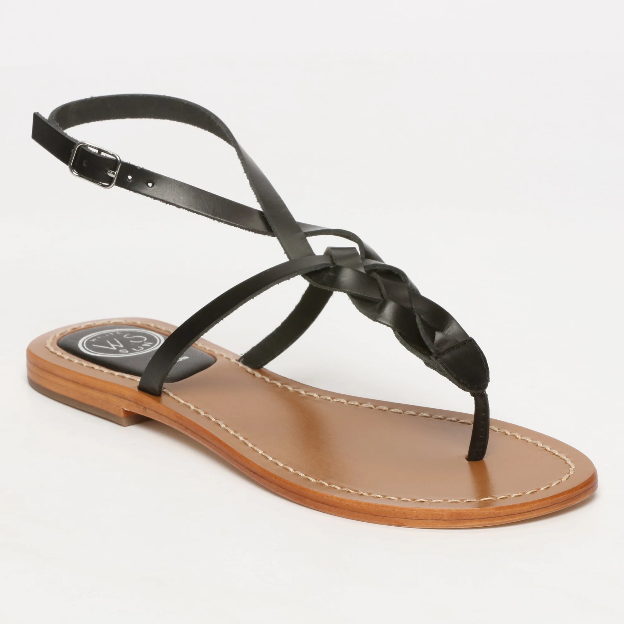 MENTA sandales entre-doigts en cuir noir