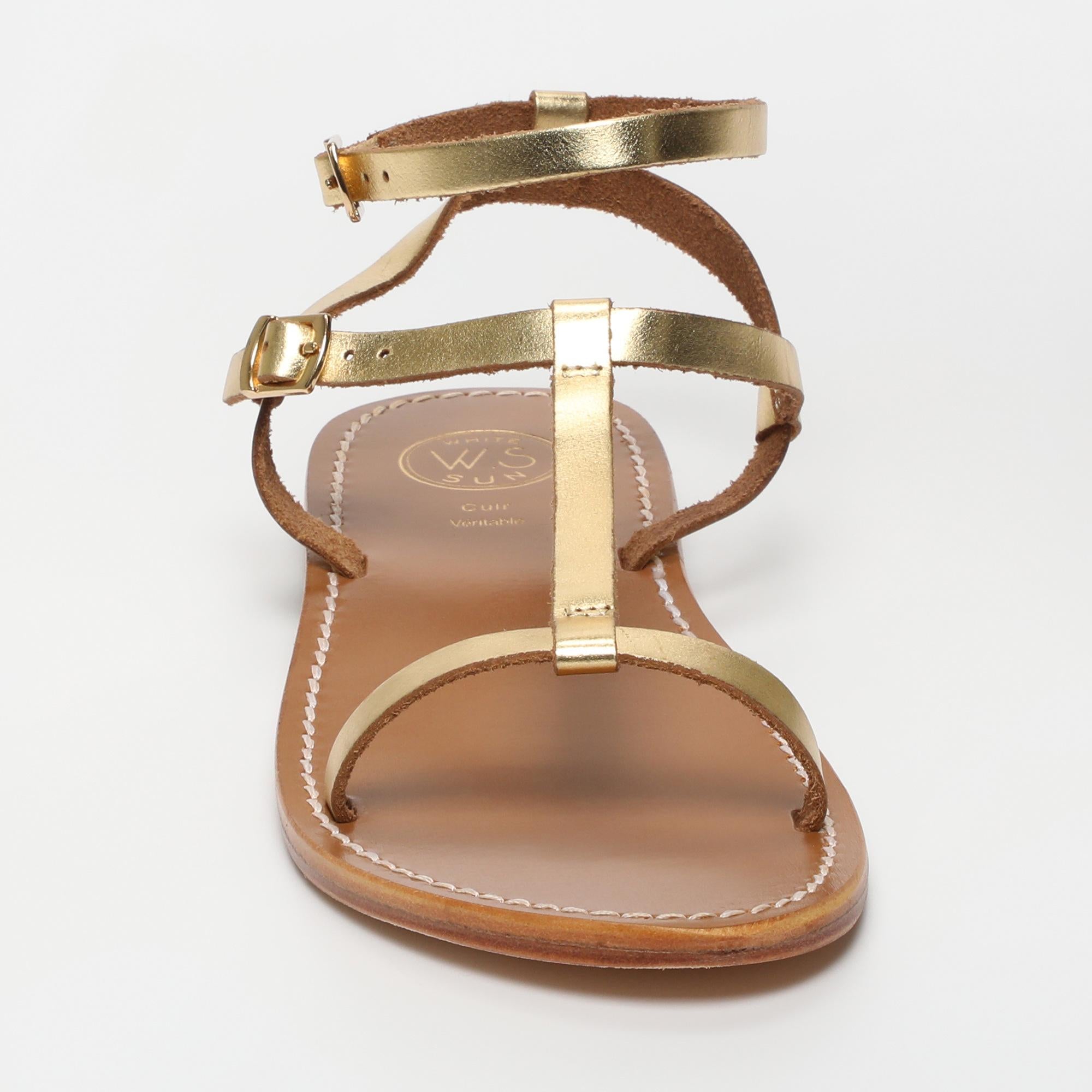 NAMI sandales spartiates bracelet de cheville en cuir or foncé