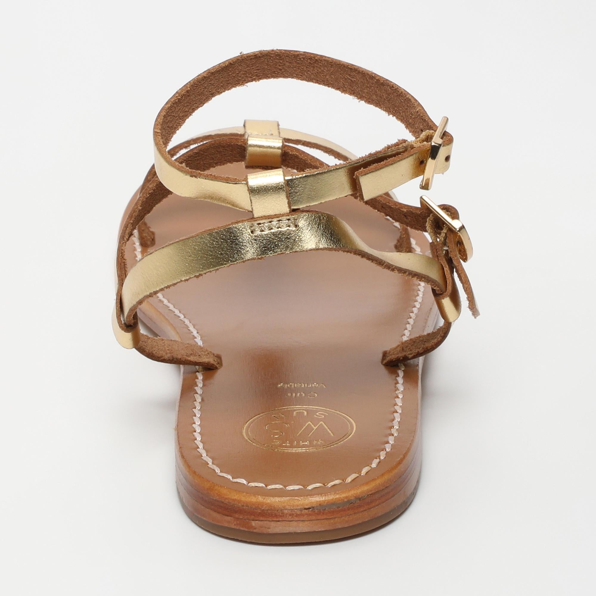 NAMI sandales spartiates bracelet de cheville en cuir or foncé