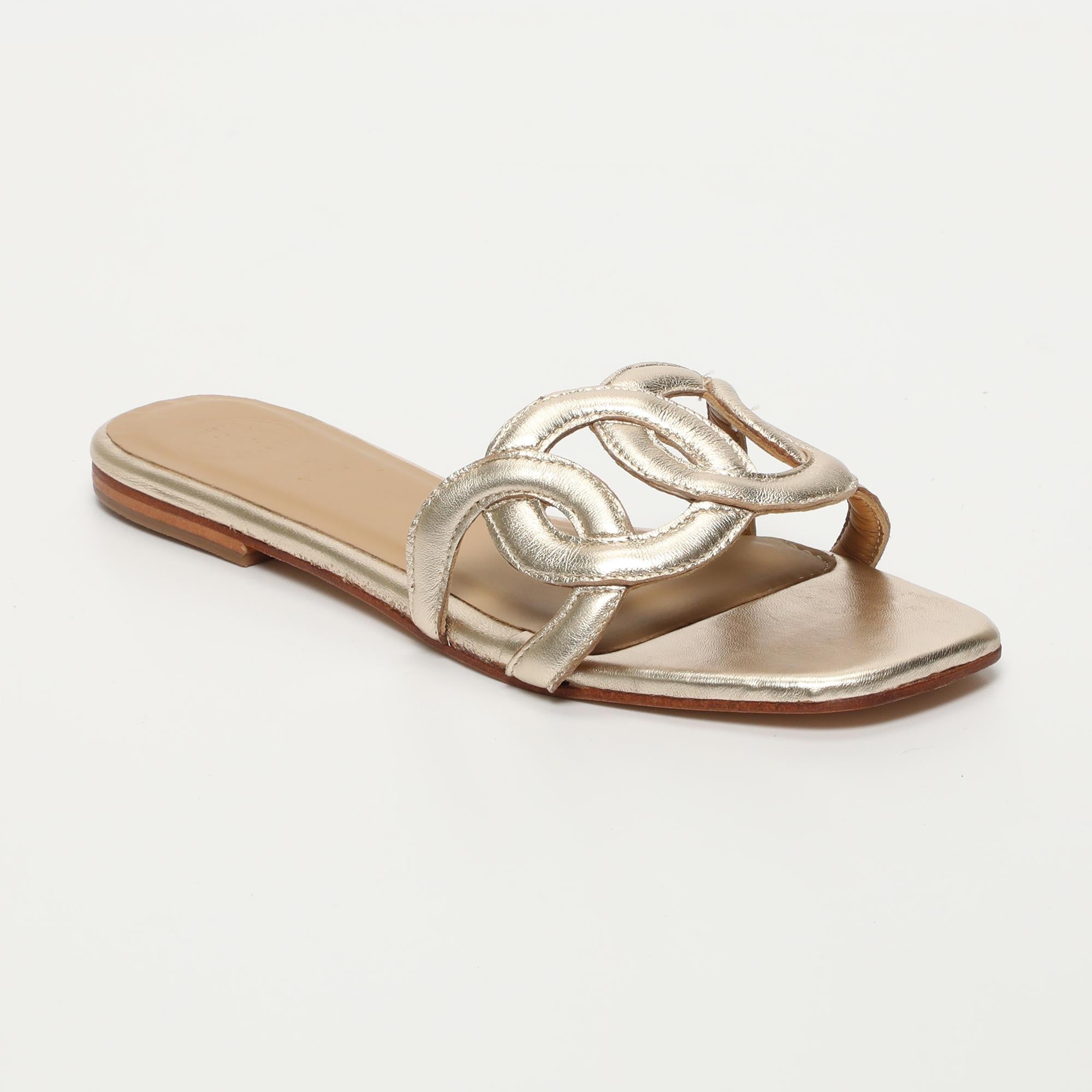 NAPACHE mules en cuir or
