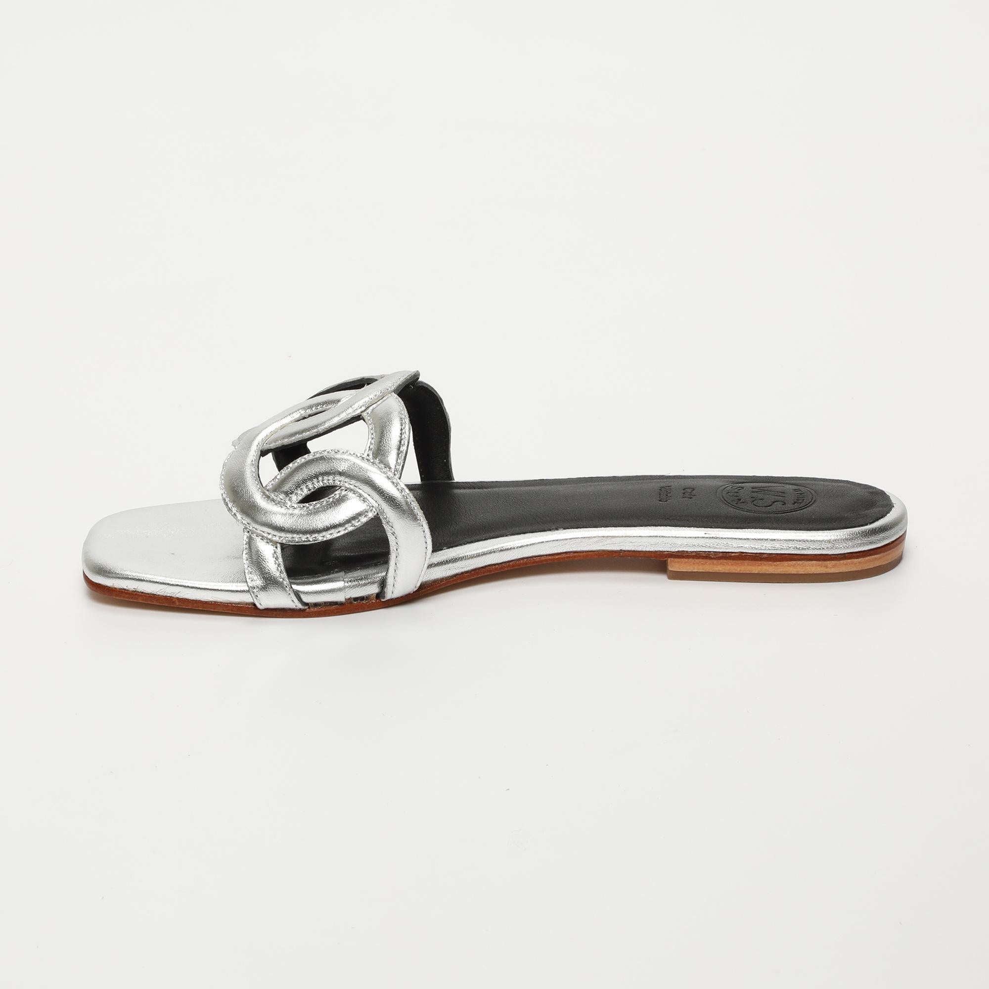 NAPACHE mules en cuir argent