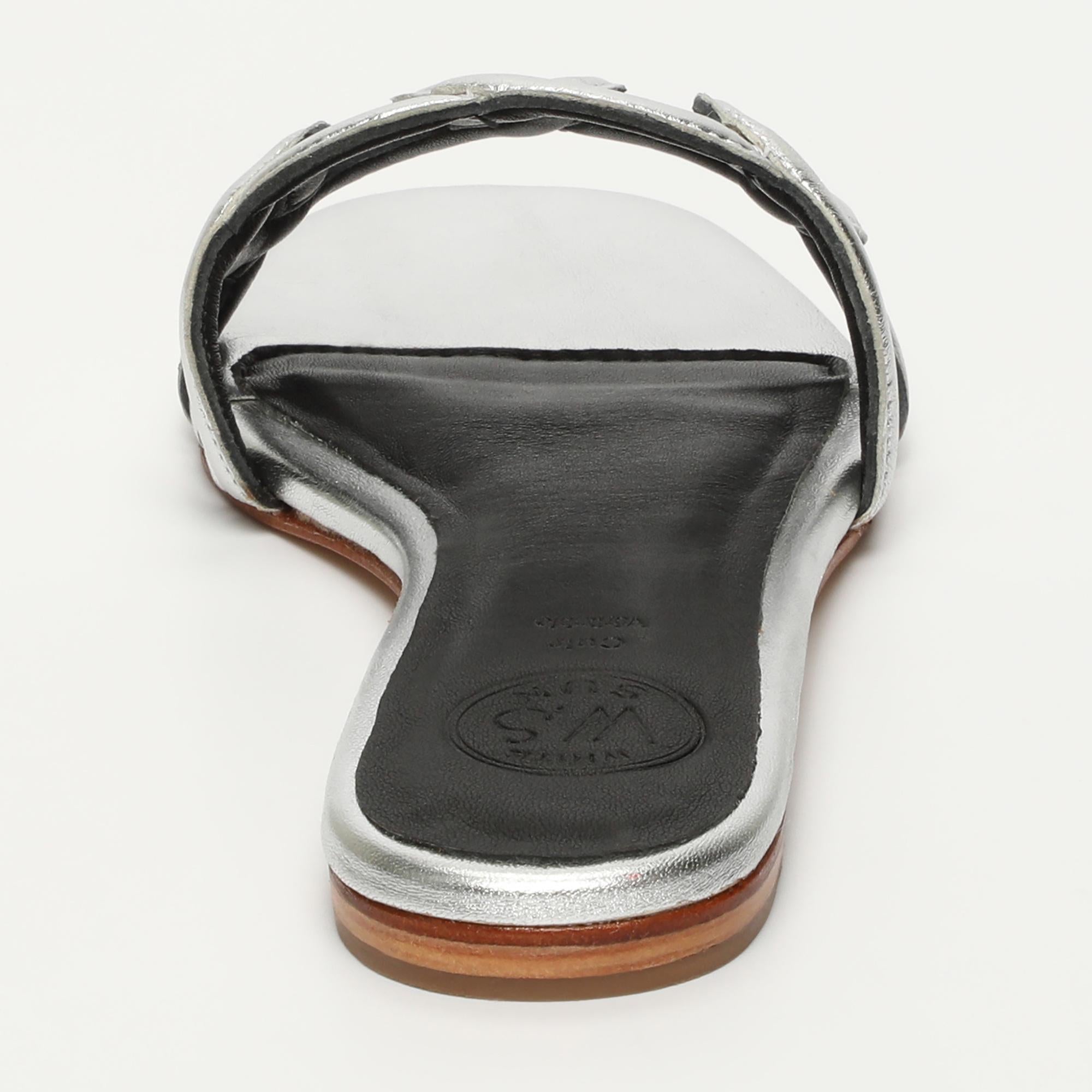 NAPACHE mules en cuir argent