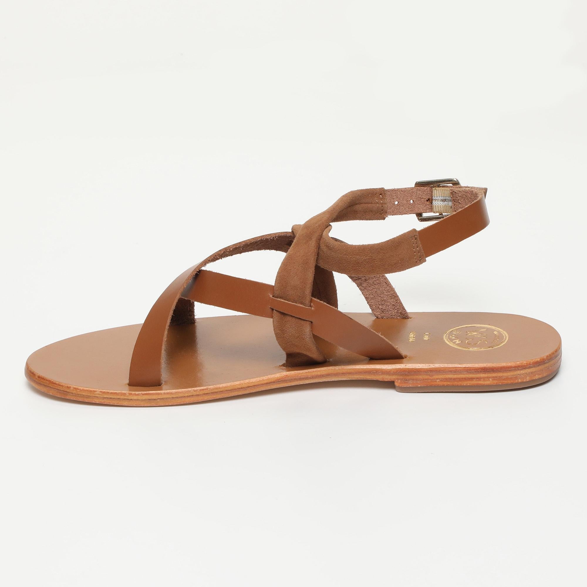 NIEBLA sandales bracelet de cheville en cuir camel