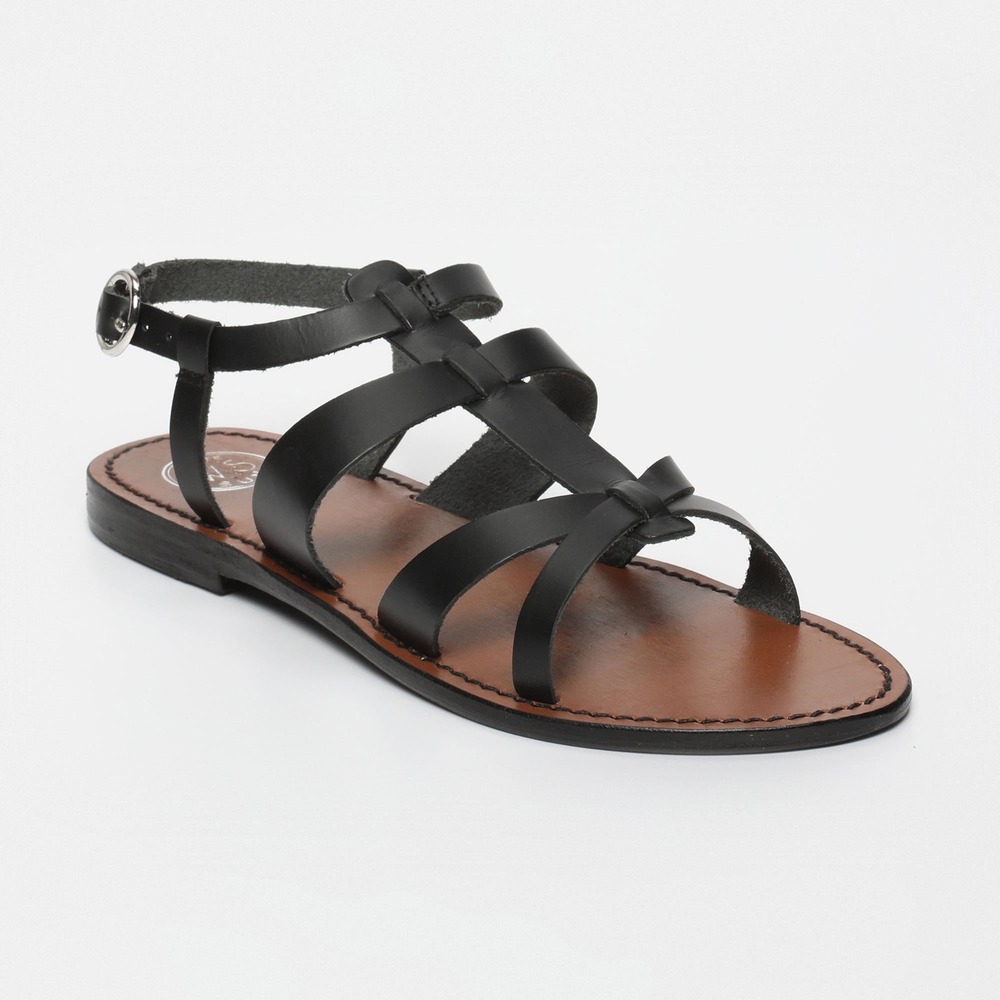 NIMA sandales en cuir noir
