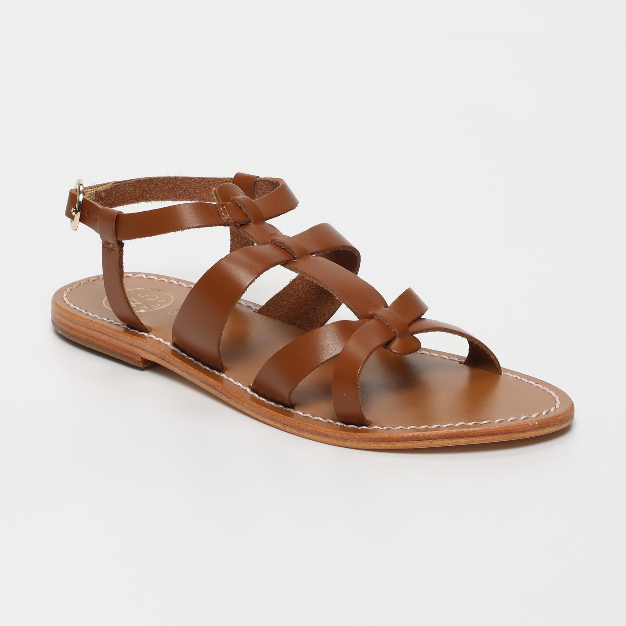 NIMA sandales spartiates en cuir camel