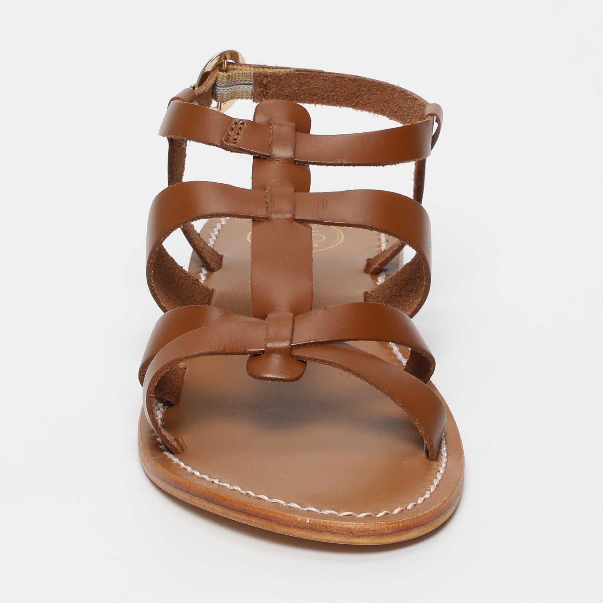 NIMA sandales spartiates en cuir camel