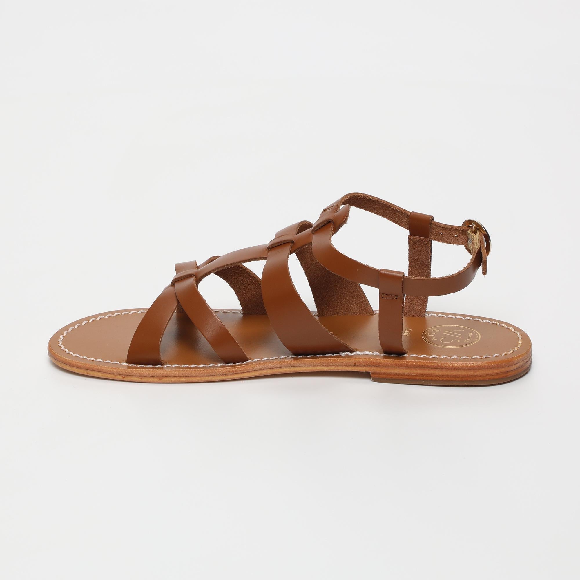 NIMA sandales spartiates en cuir camel