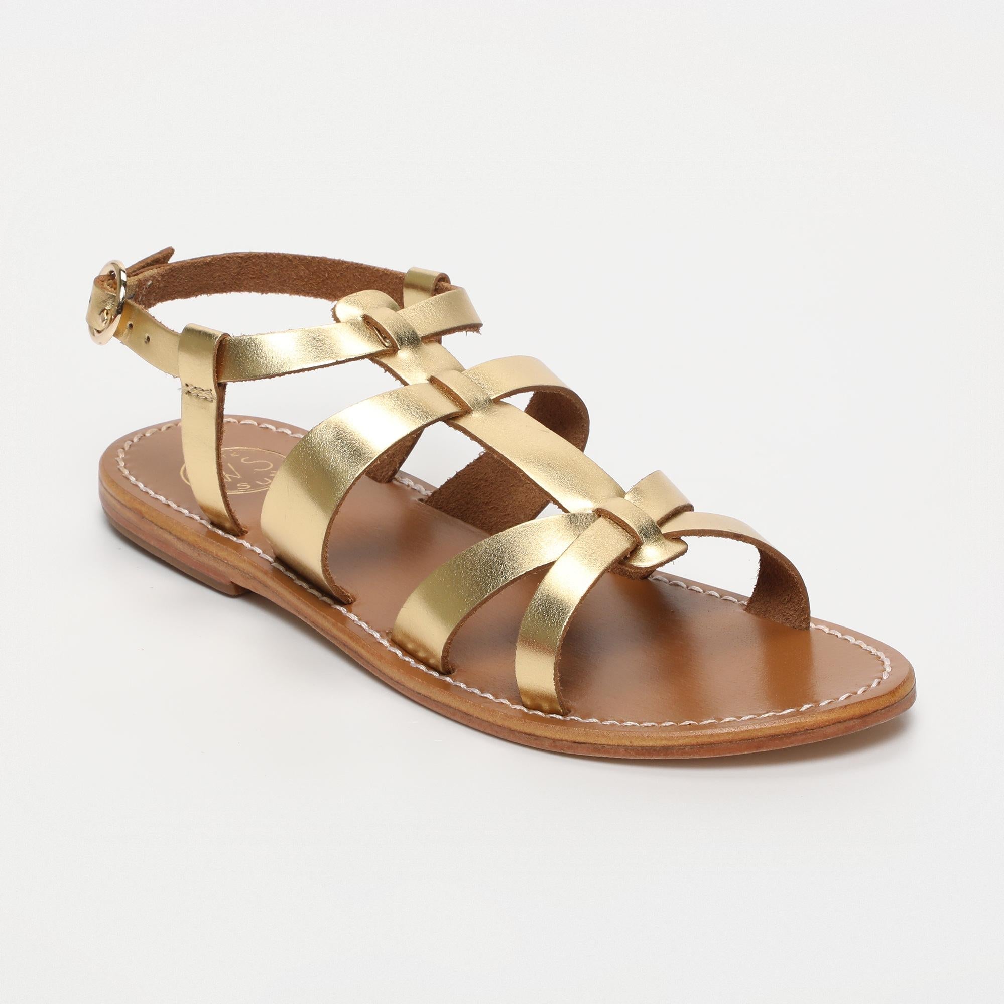 NIMA sandales en cuir or foncé