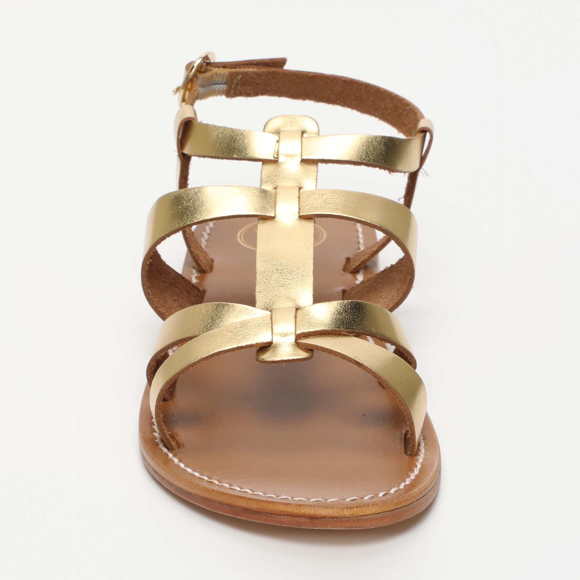 NIMA sandales en cuir or foncé