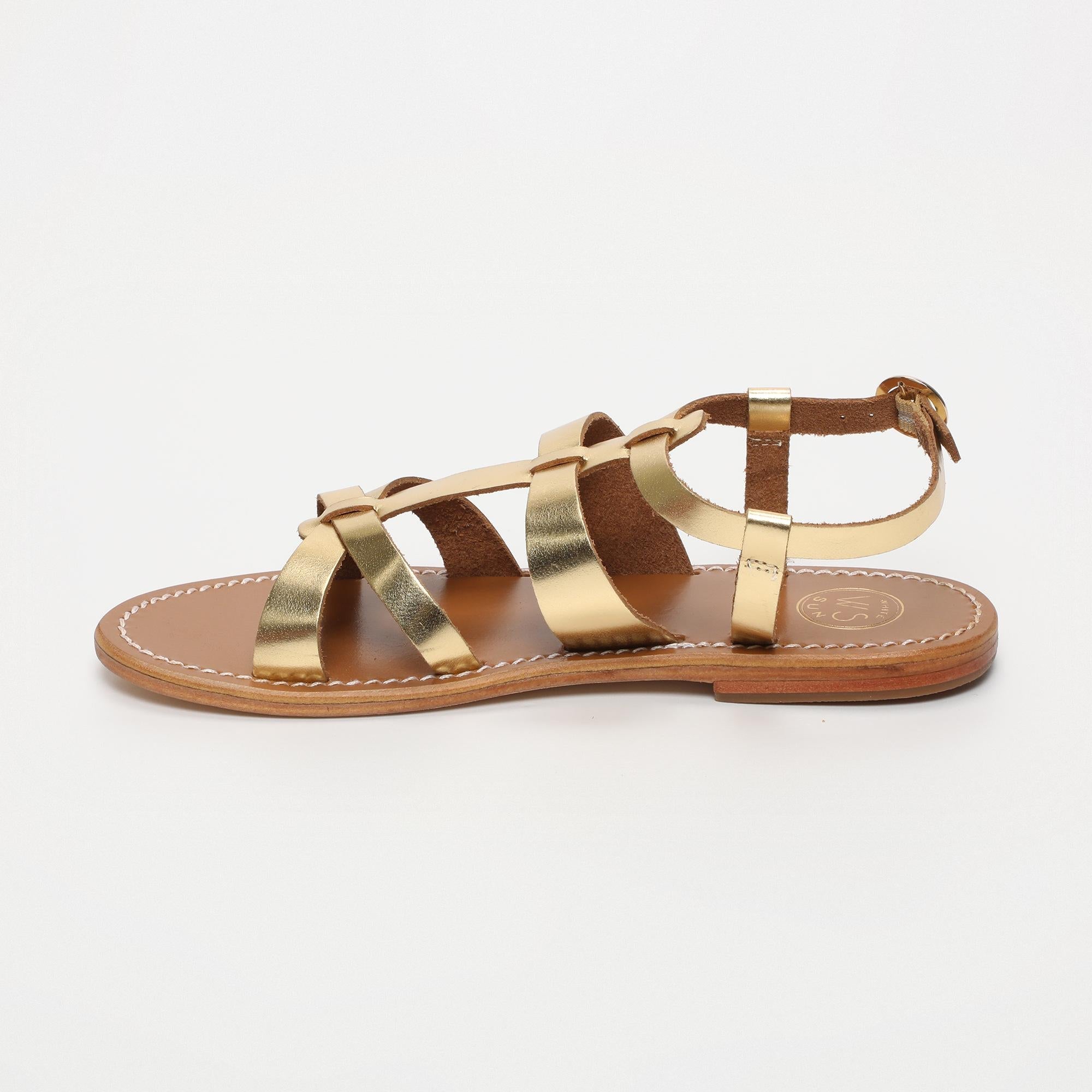 NIMA sandales en cuir or foncé