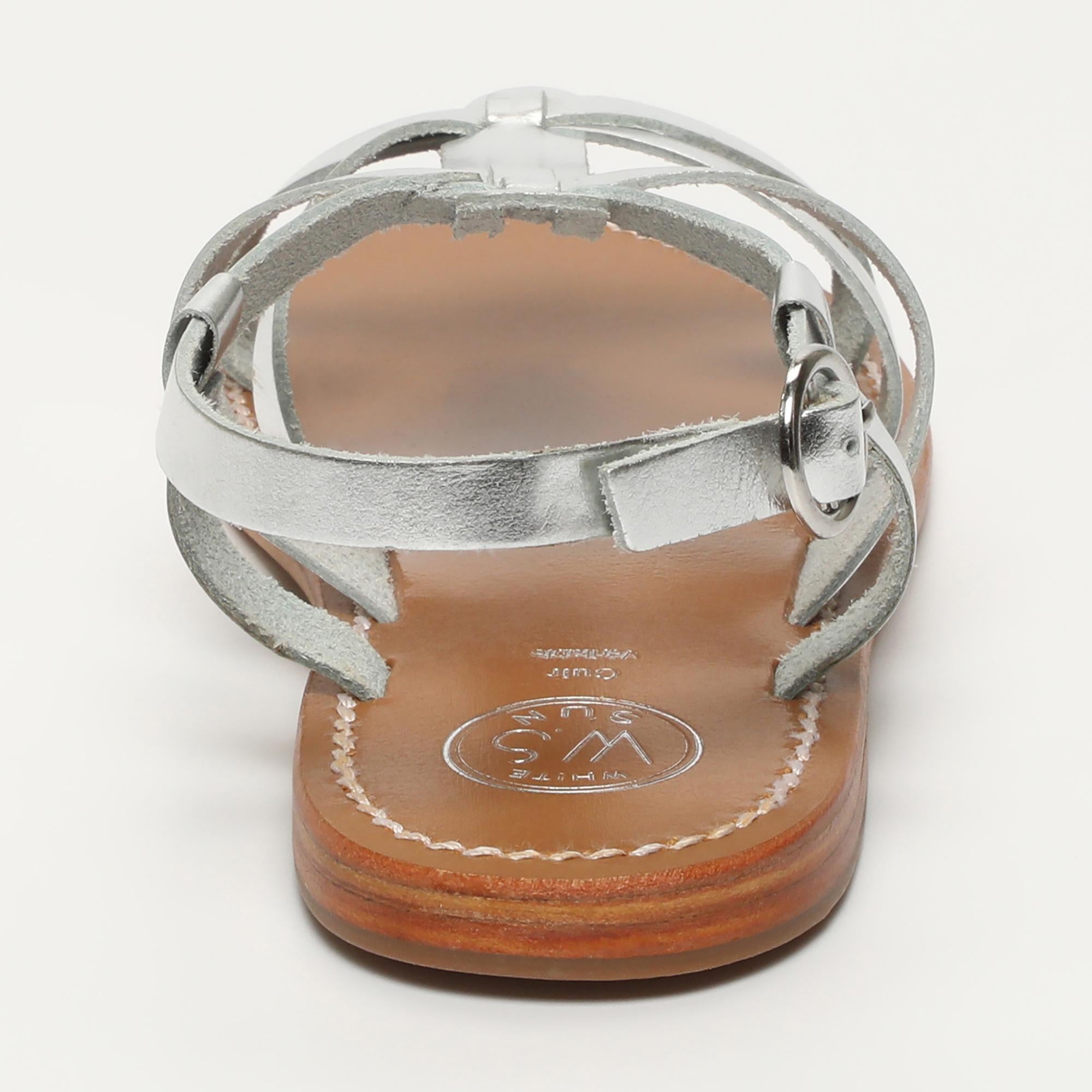 NIMA sandales en cuir argent