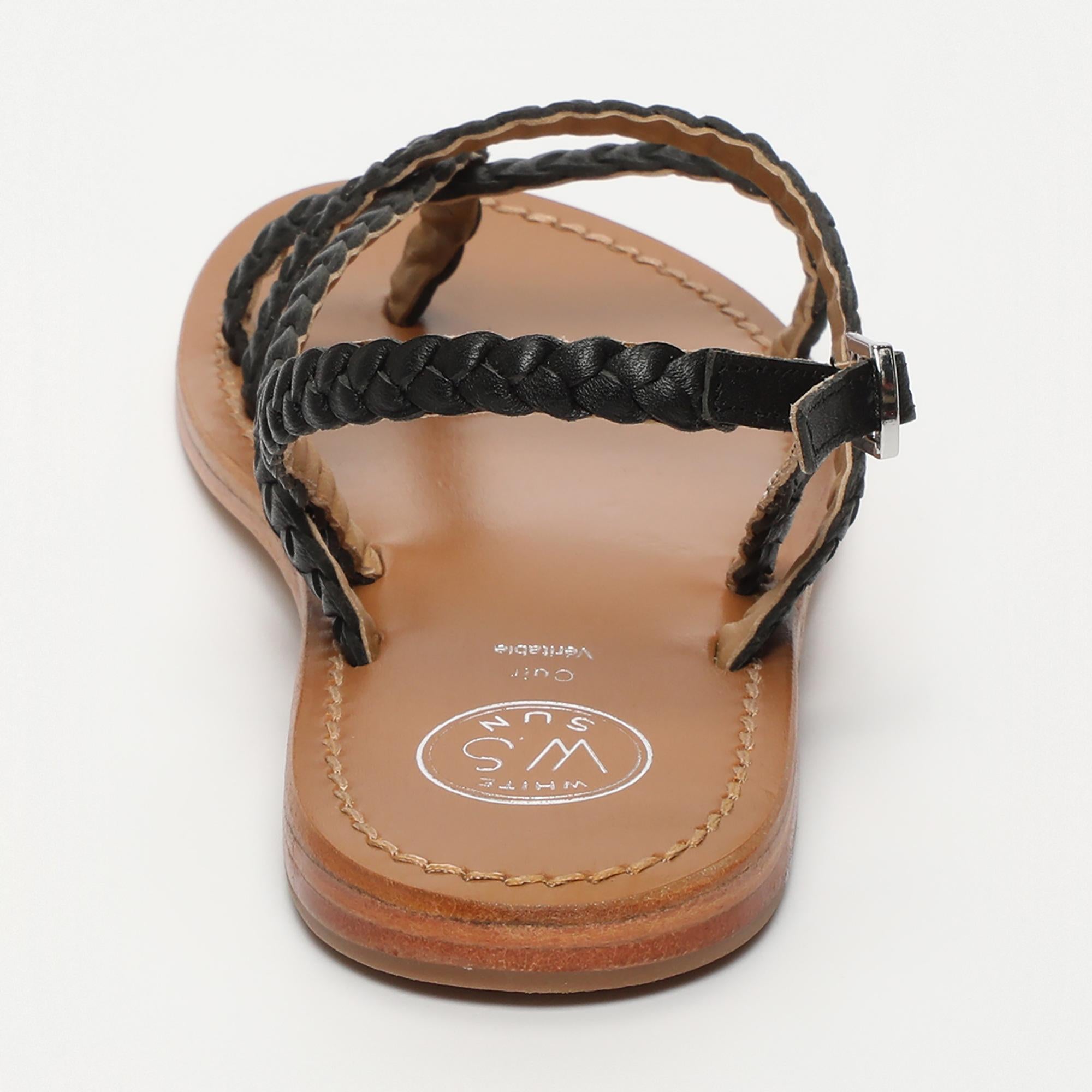 ORIOLE sandales tresse en cuir noir