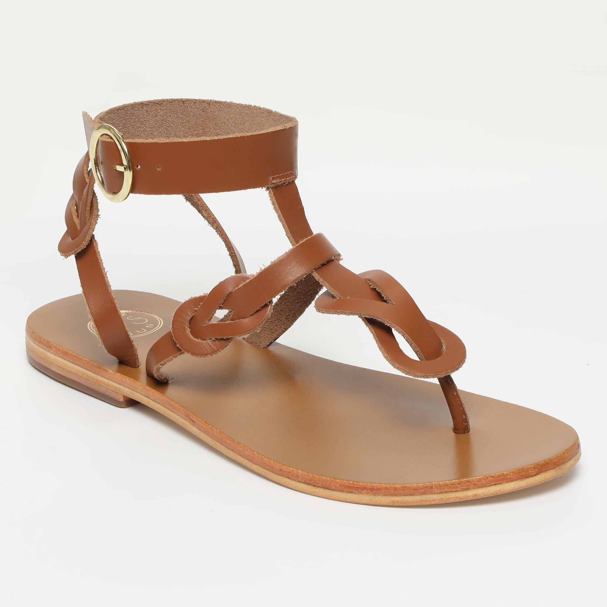 OSANI sandales entre doigt bracelet de cheville en cuir camel