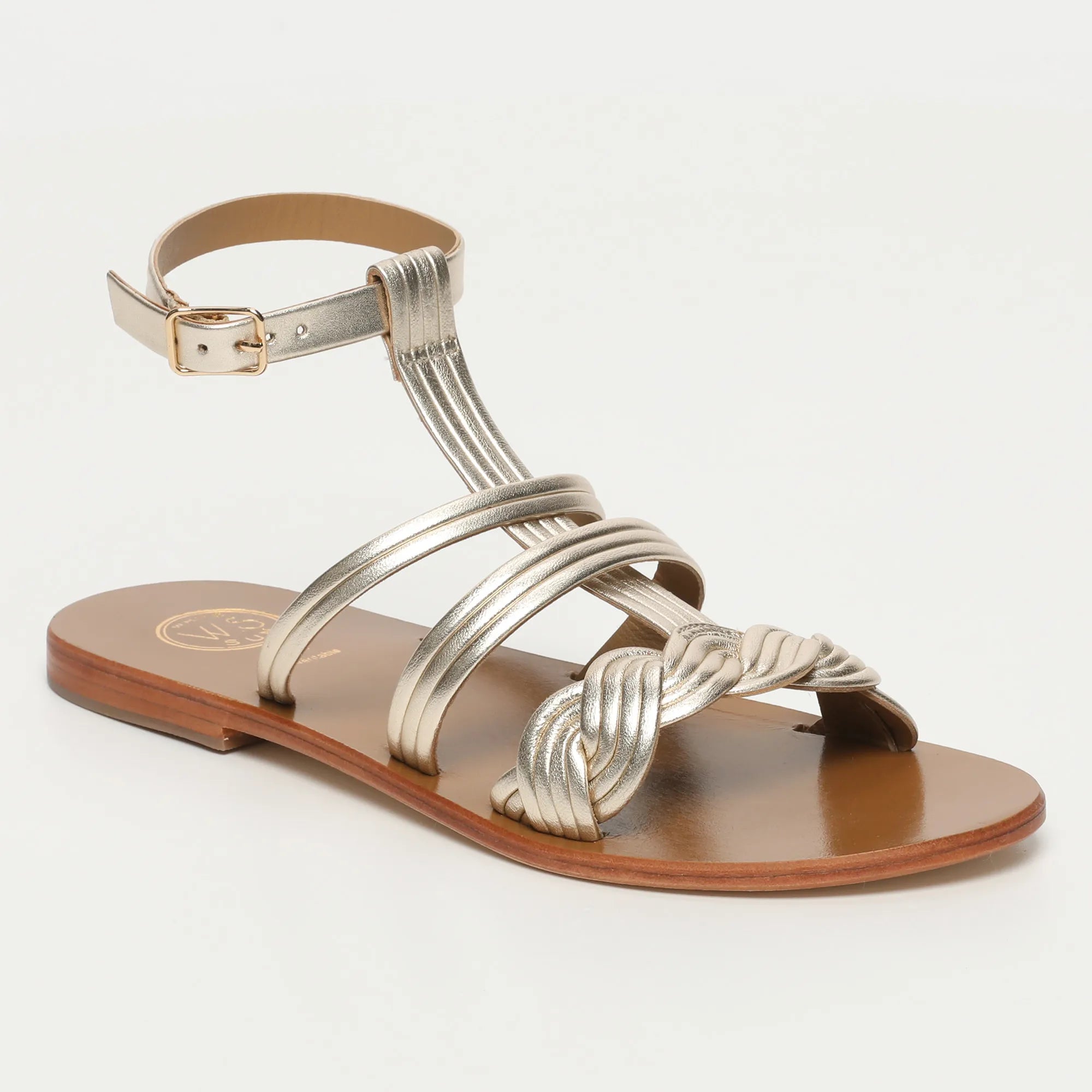 CARMESI sandales spartiate / lacet en cuir doré