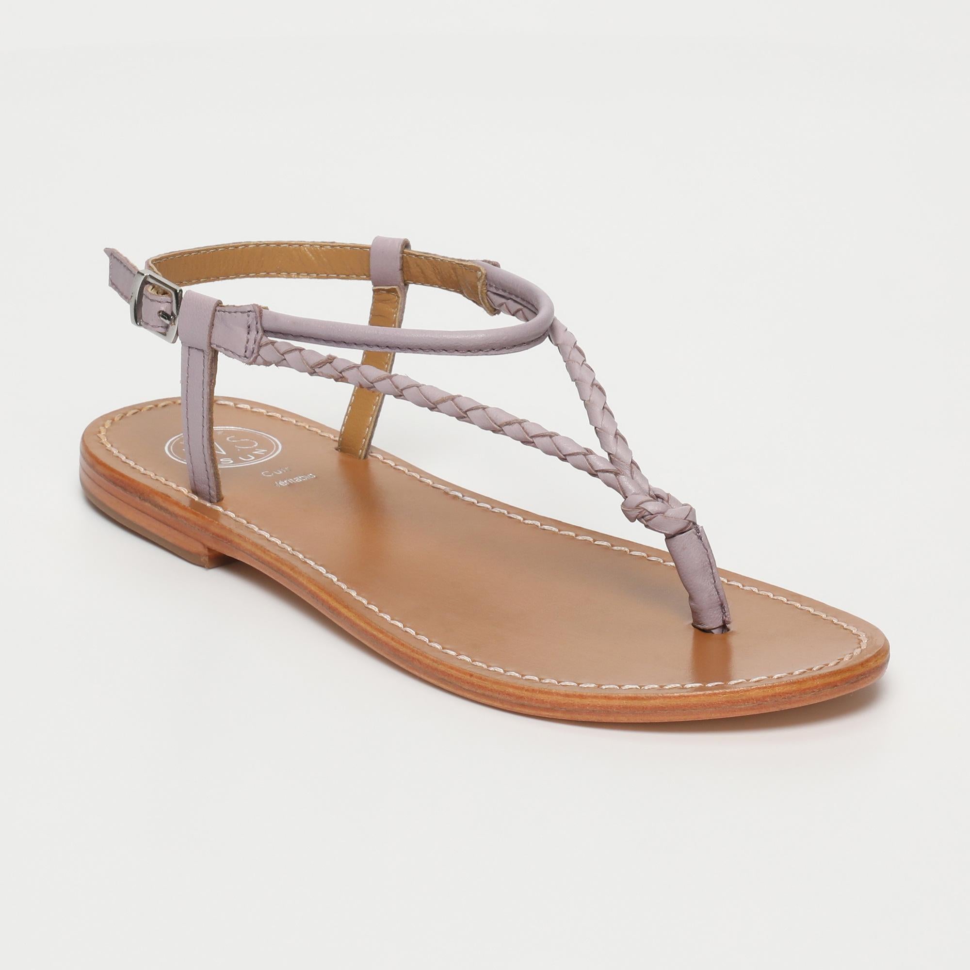 PAZ sandales entre doigt en cuir lilas