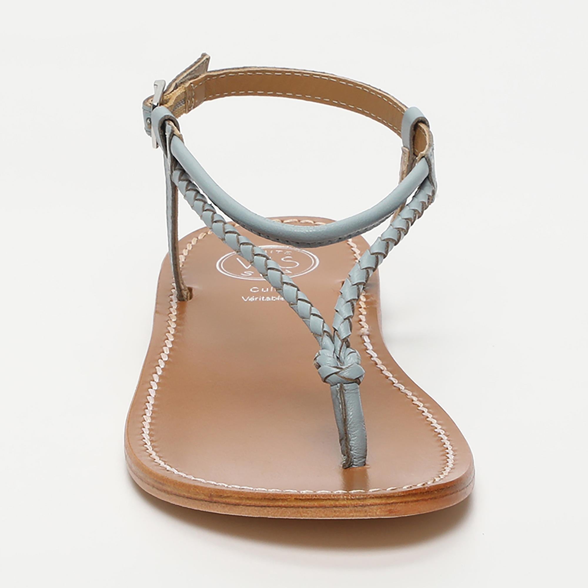 PAZ sandales entre doigt en cuir bleu clair