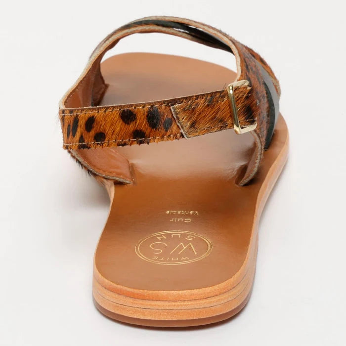 SAMPAYA sandales en cuir léopard et noir
