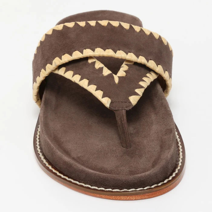 CAELUM mules en cuir chocolat et beige