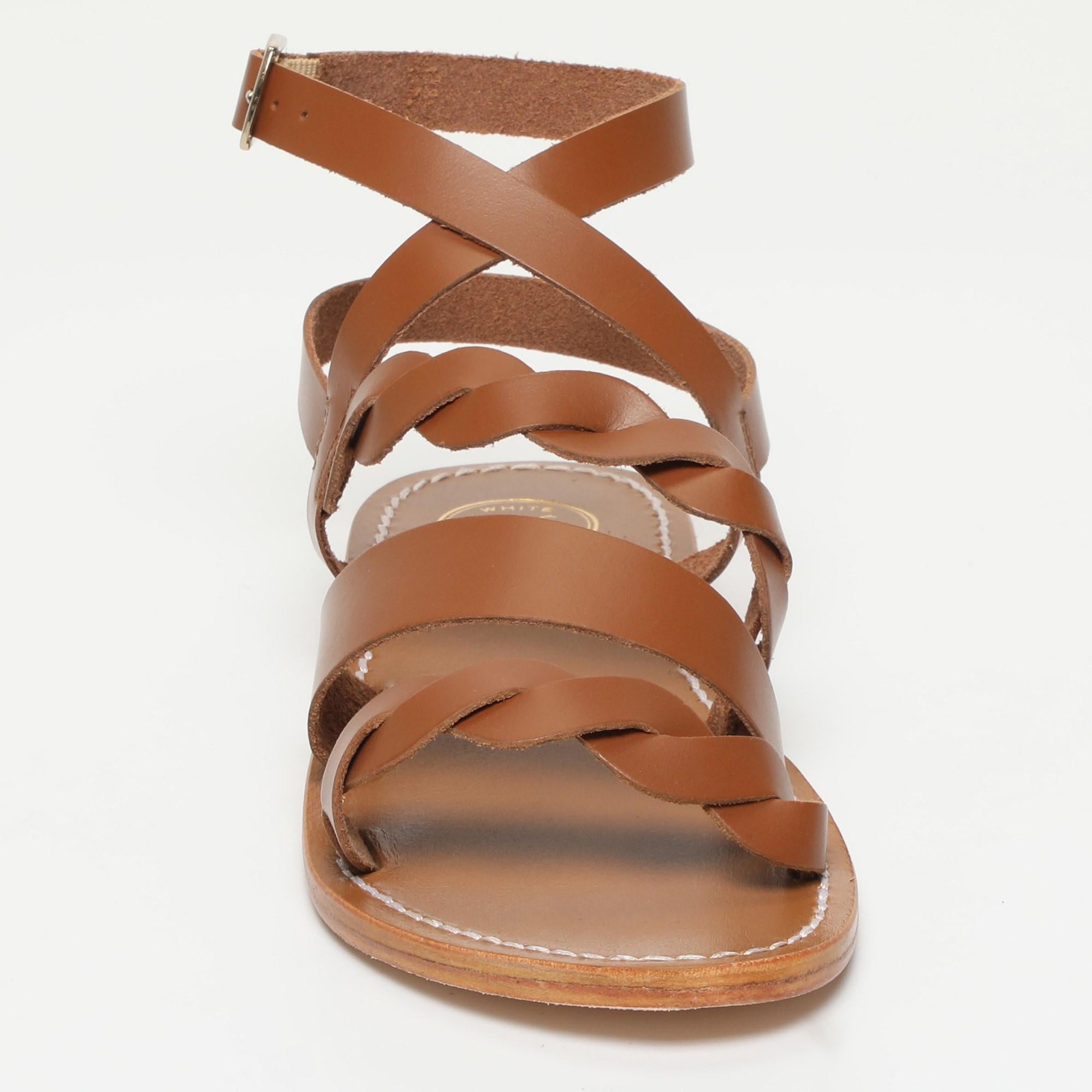 RECAS sandales bracelet de cheville en cuir camel