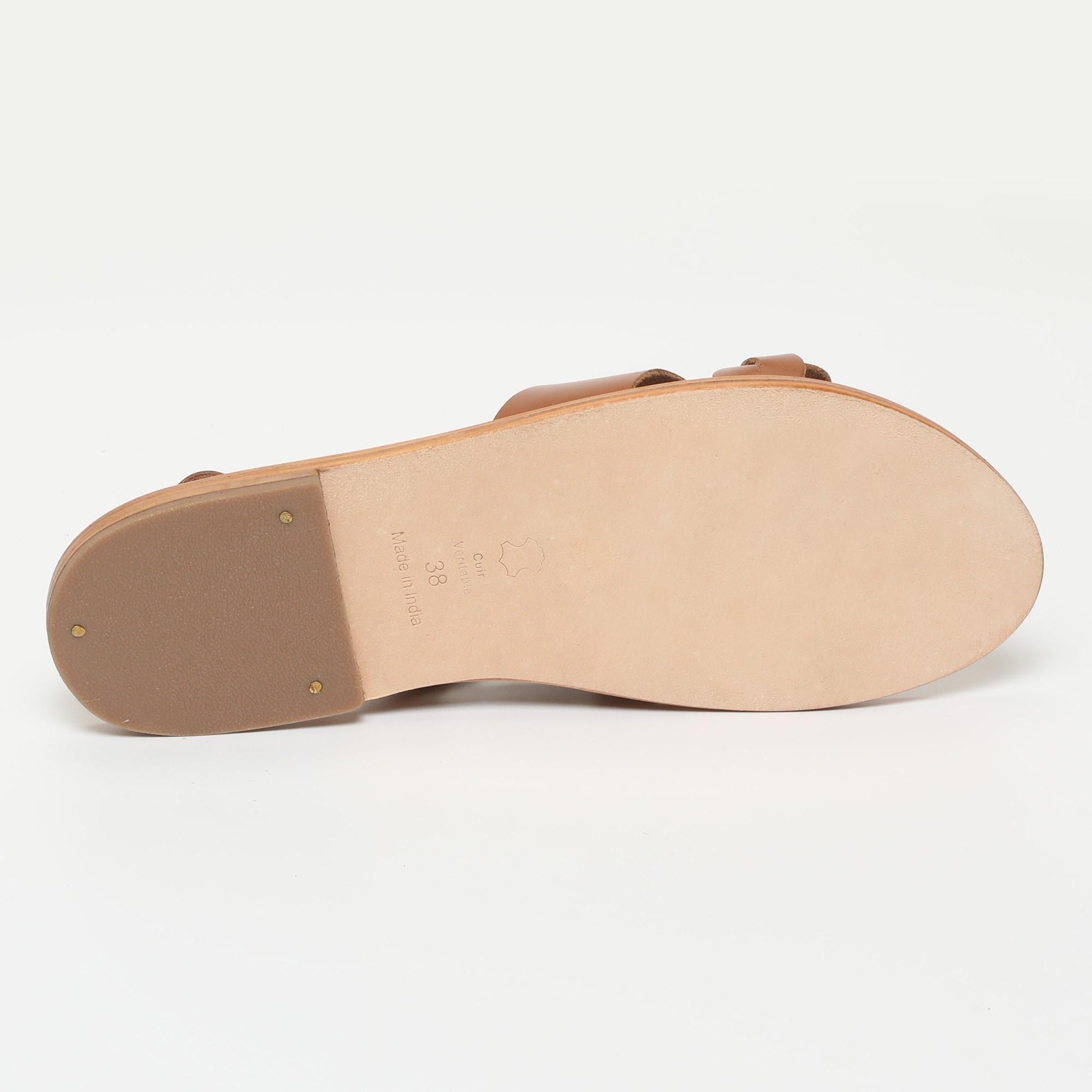 RECAS sandales bracelet de cheville en cuir camel