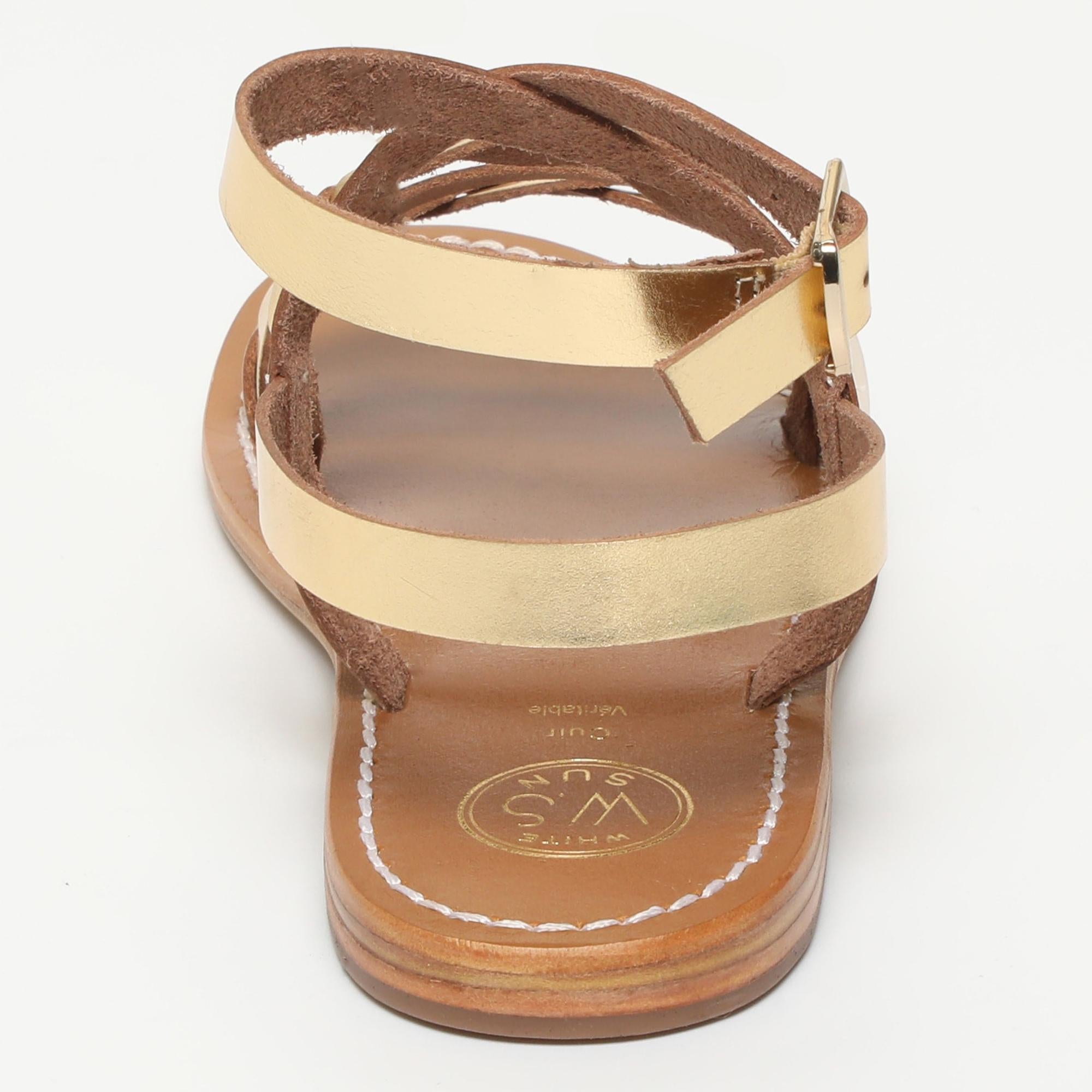 RECAS sandales bracelet de cheville en cuir or foncé