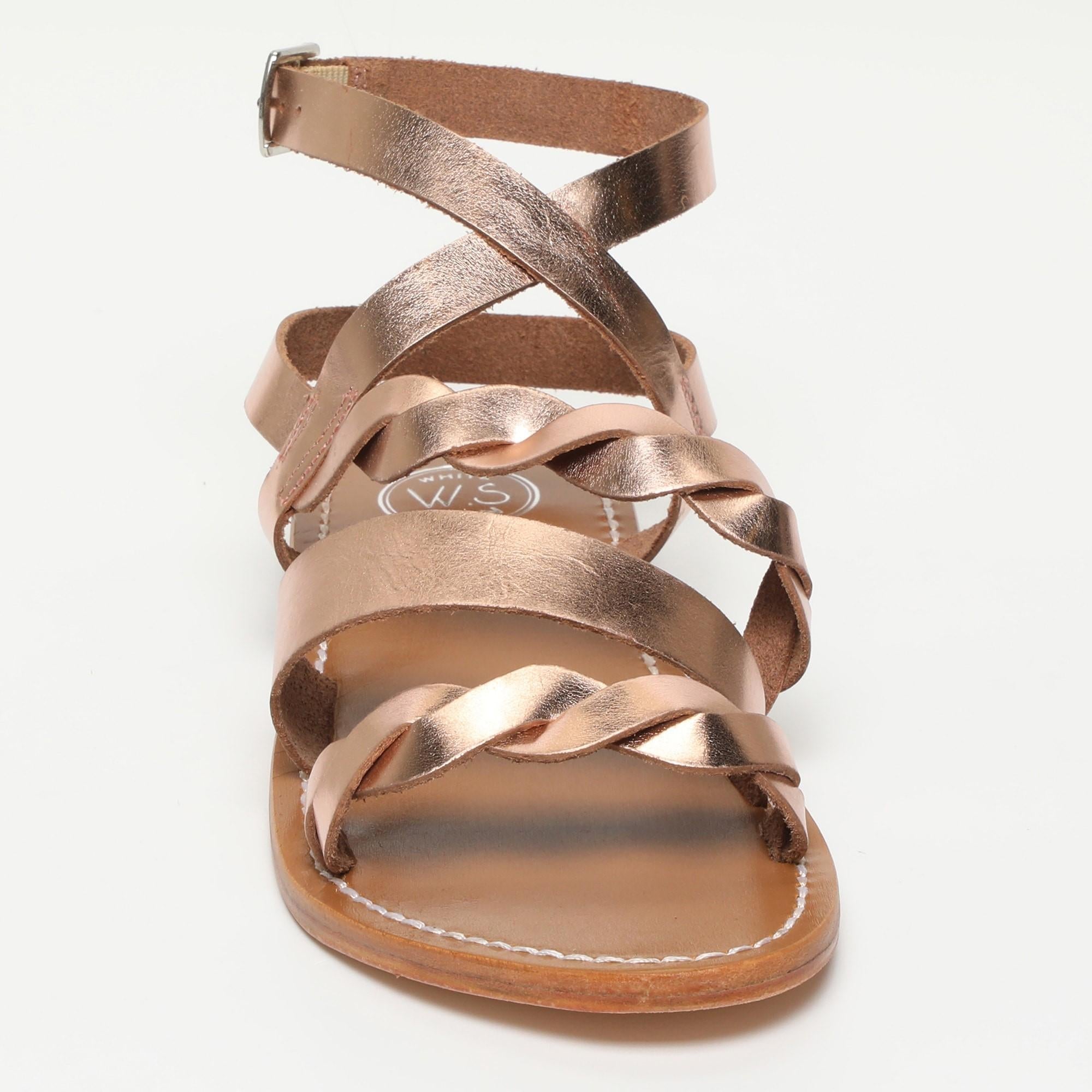 RECAS sandales bracelet de cheville en cuir or rose