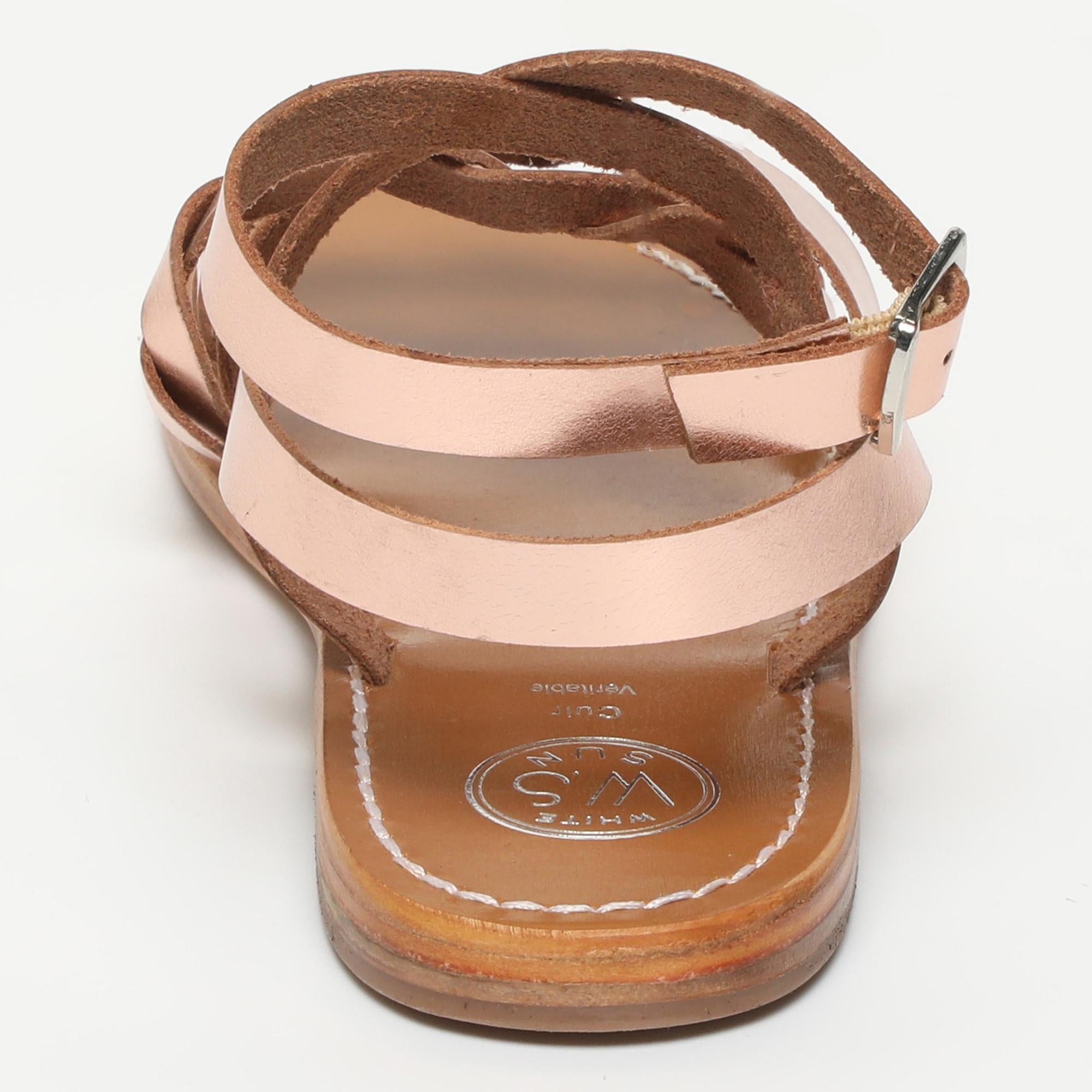 RECAS sandales bracelet de cheville en cuir or rose