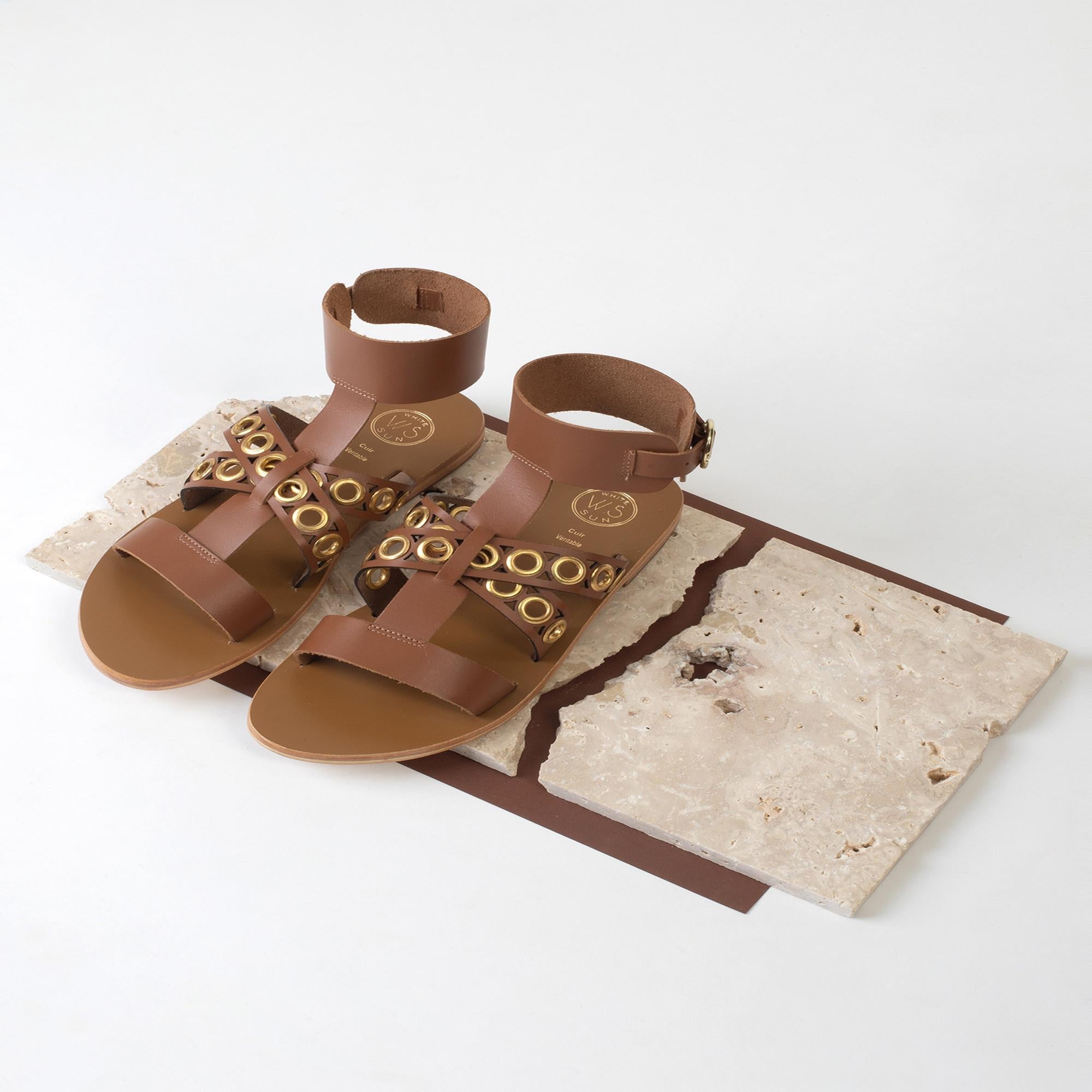 ROSAZIA sandales spartiates en cuir camel