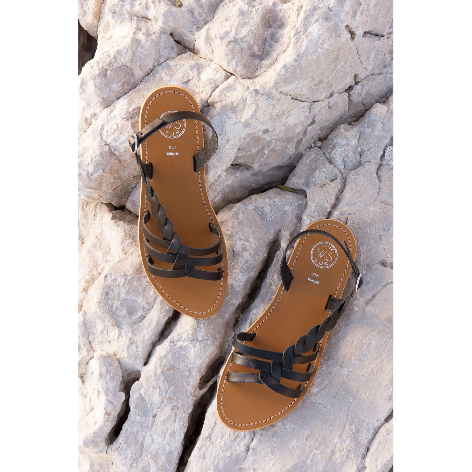 SATYRE sandales en cuir noir