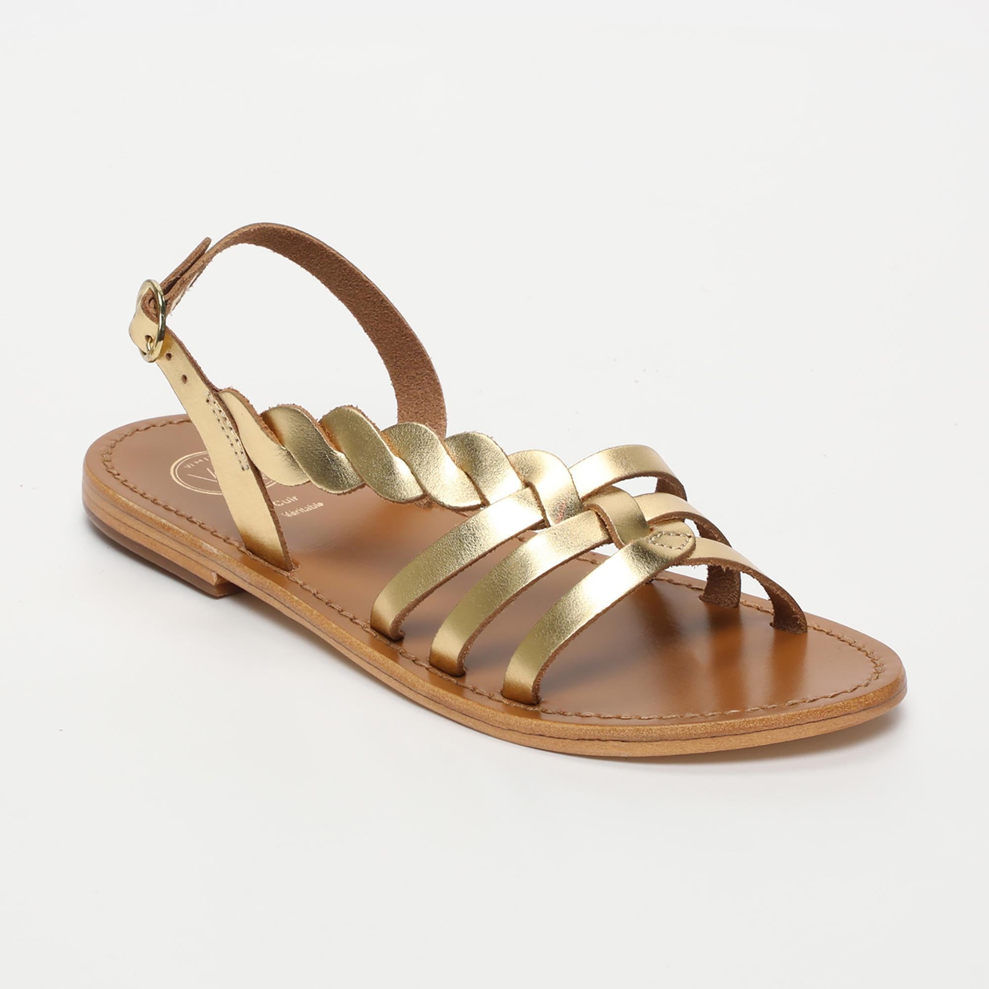 SATYRE sandales en cuir or foncé