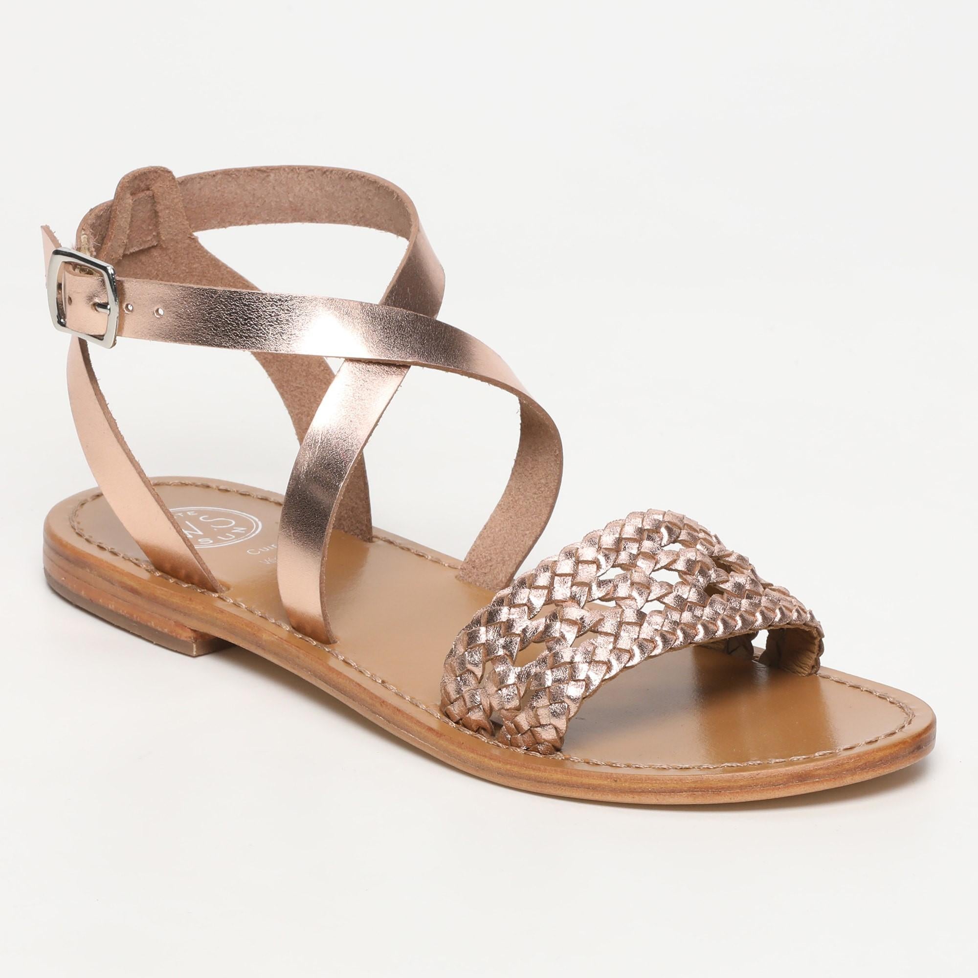 SESENA sandales tresse en cuir or rose