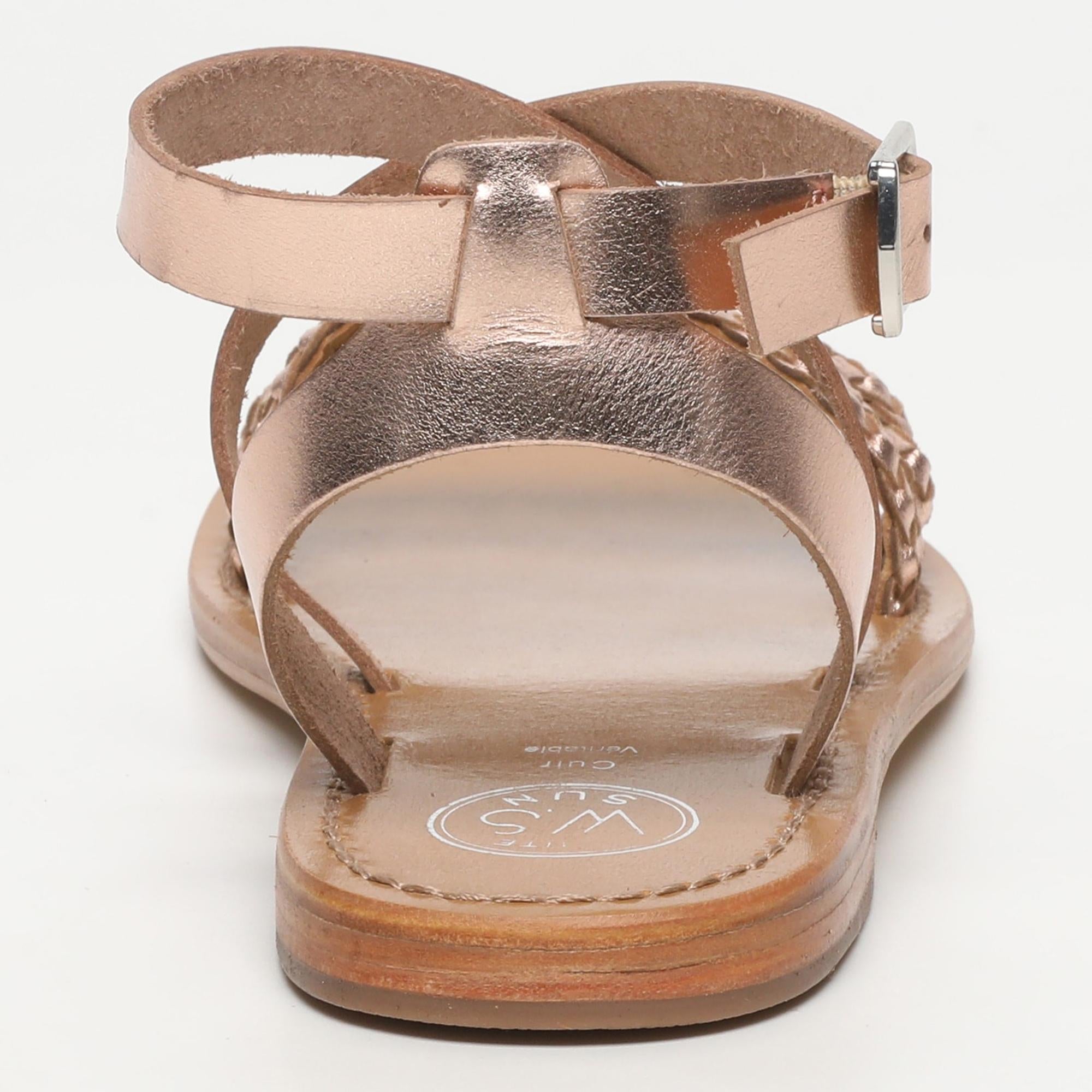 SESENA sandales tresse en cuir or rose