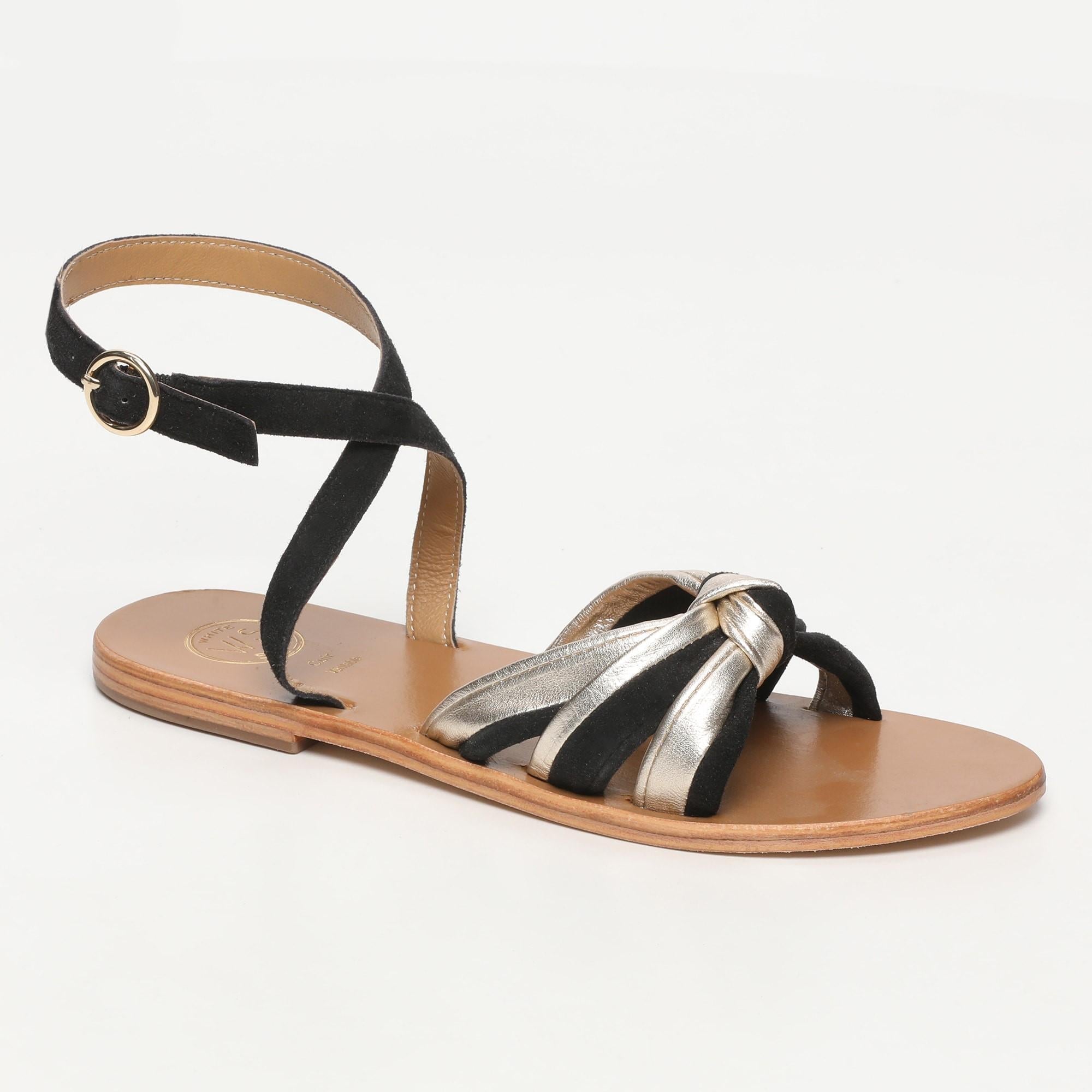 SINGLA sandales fantaisie en cuir noir et or