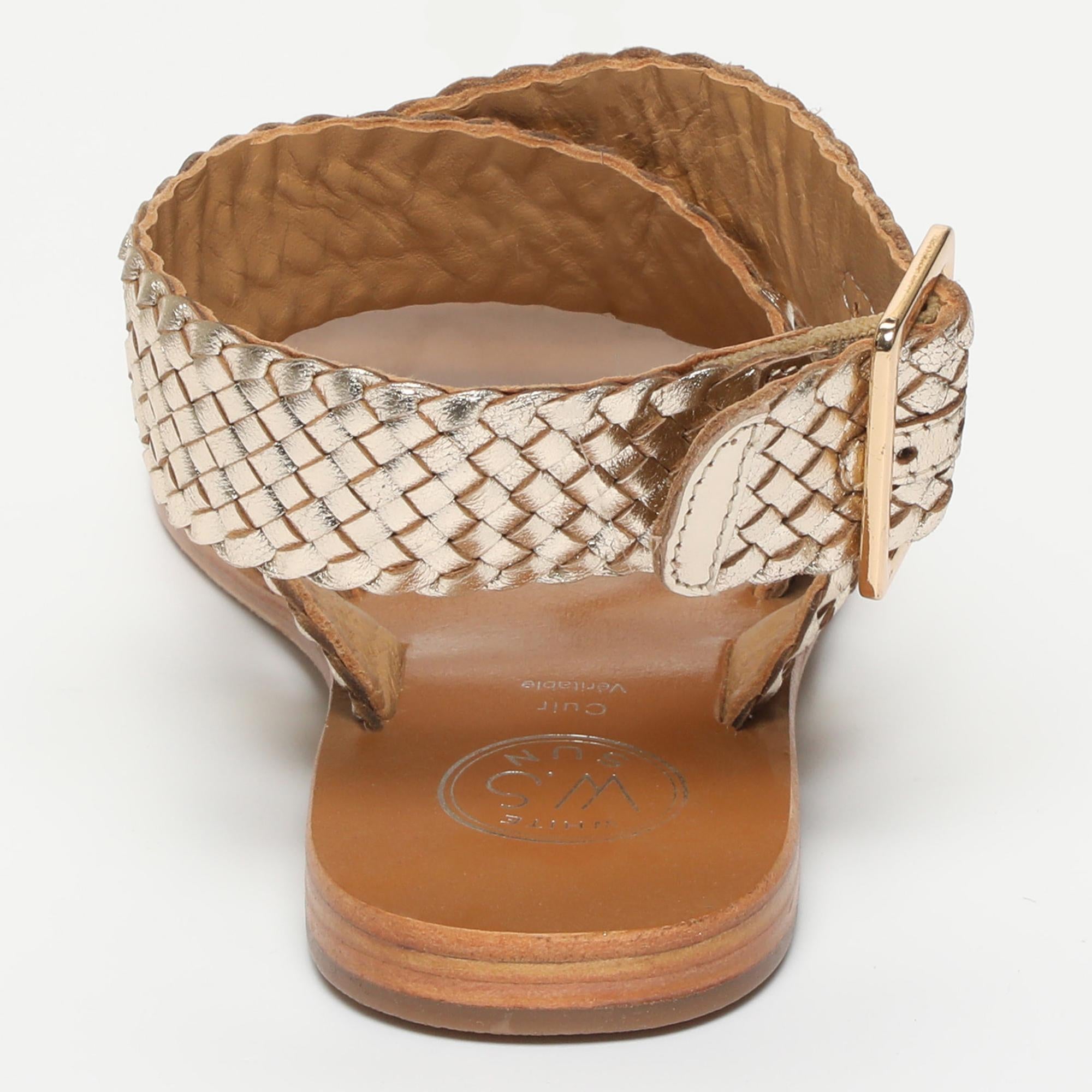 SOLANA sandales bracelet de cheville tresse en cuir or