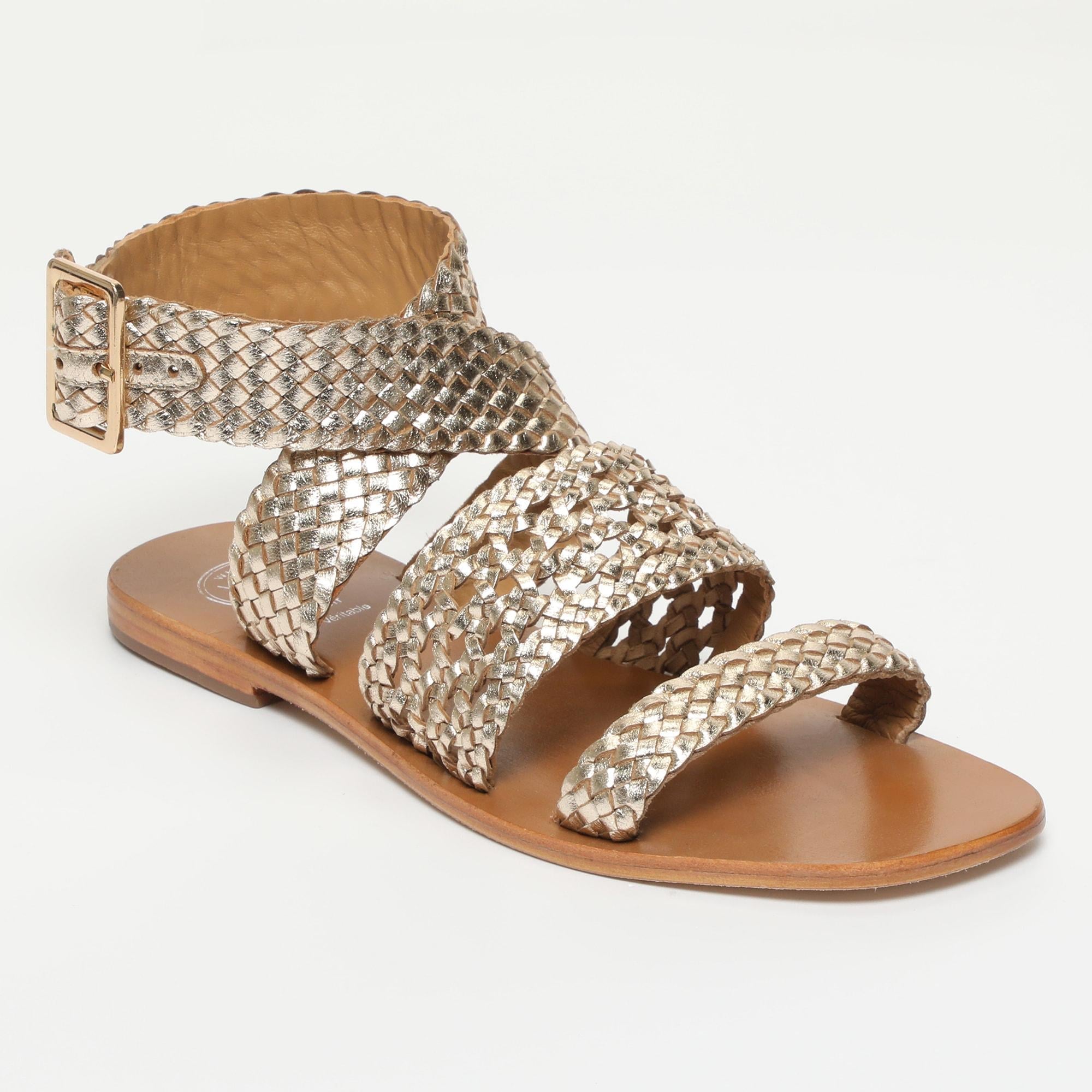SOLANA sandales bracelet de cheville tresse en cuir or