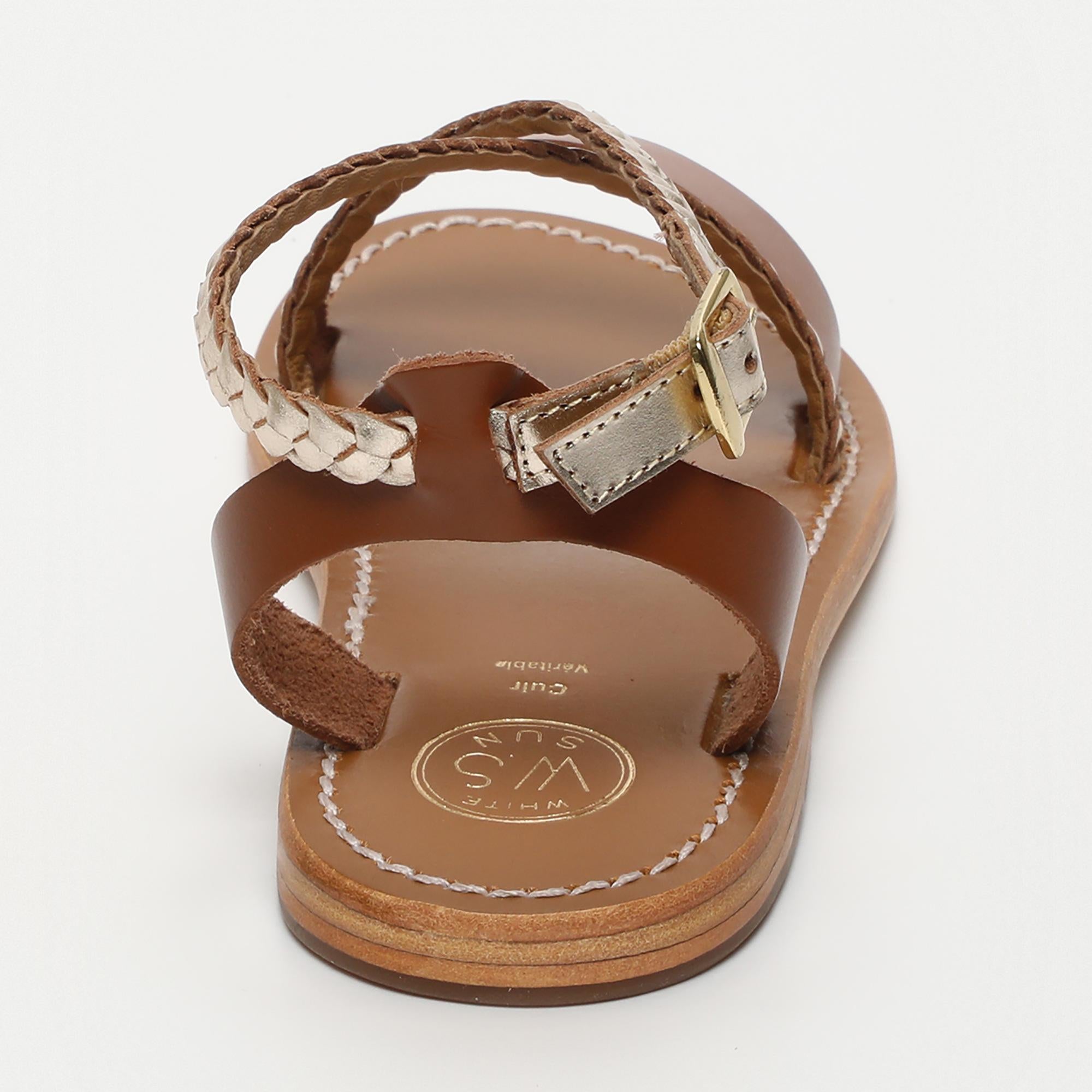 TALIA sandales tresse en cuir camel et or
